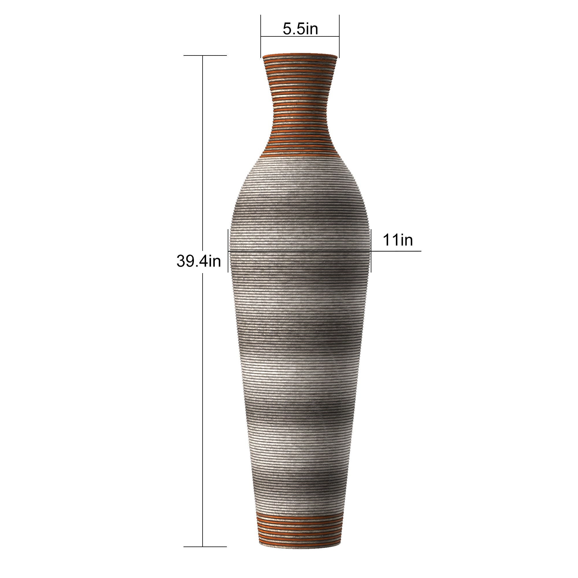 Tall Standing Designer Floor Vases With Elegant 2 Tone Finishes For Decorating