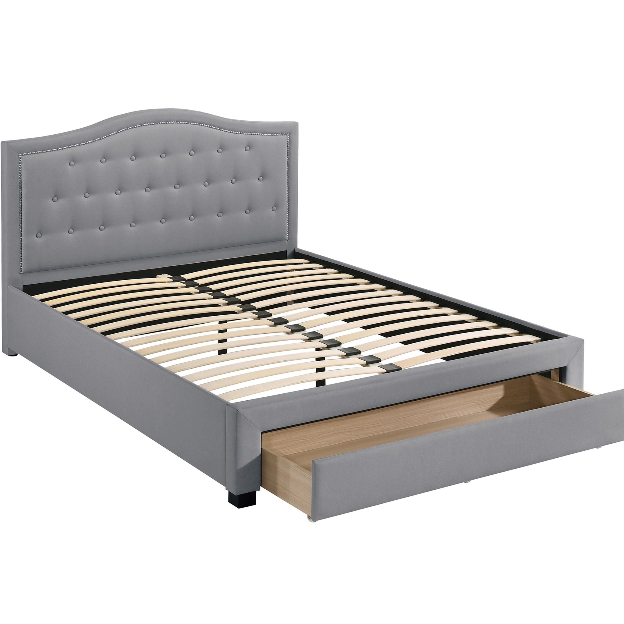 Modern Button Tufted Arch Headboard Bed With Storage Footboard
