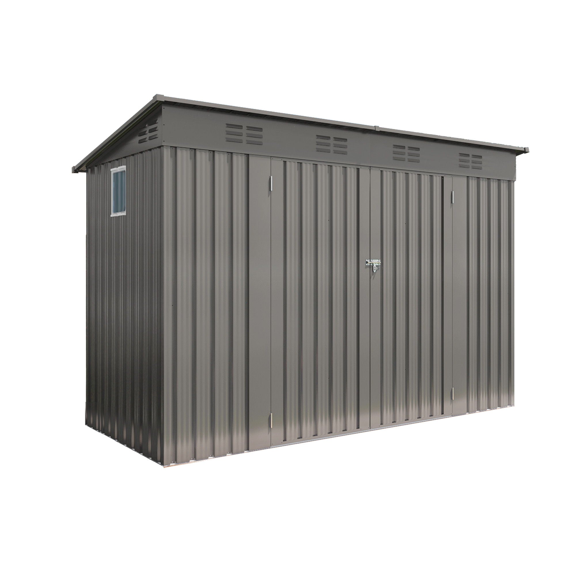 Outdoor Storage Shed 4 X 9 Ft With Sloping Roof And Vents For Garden And Patio - Gray
