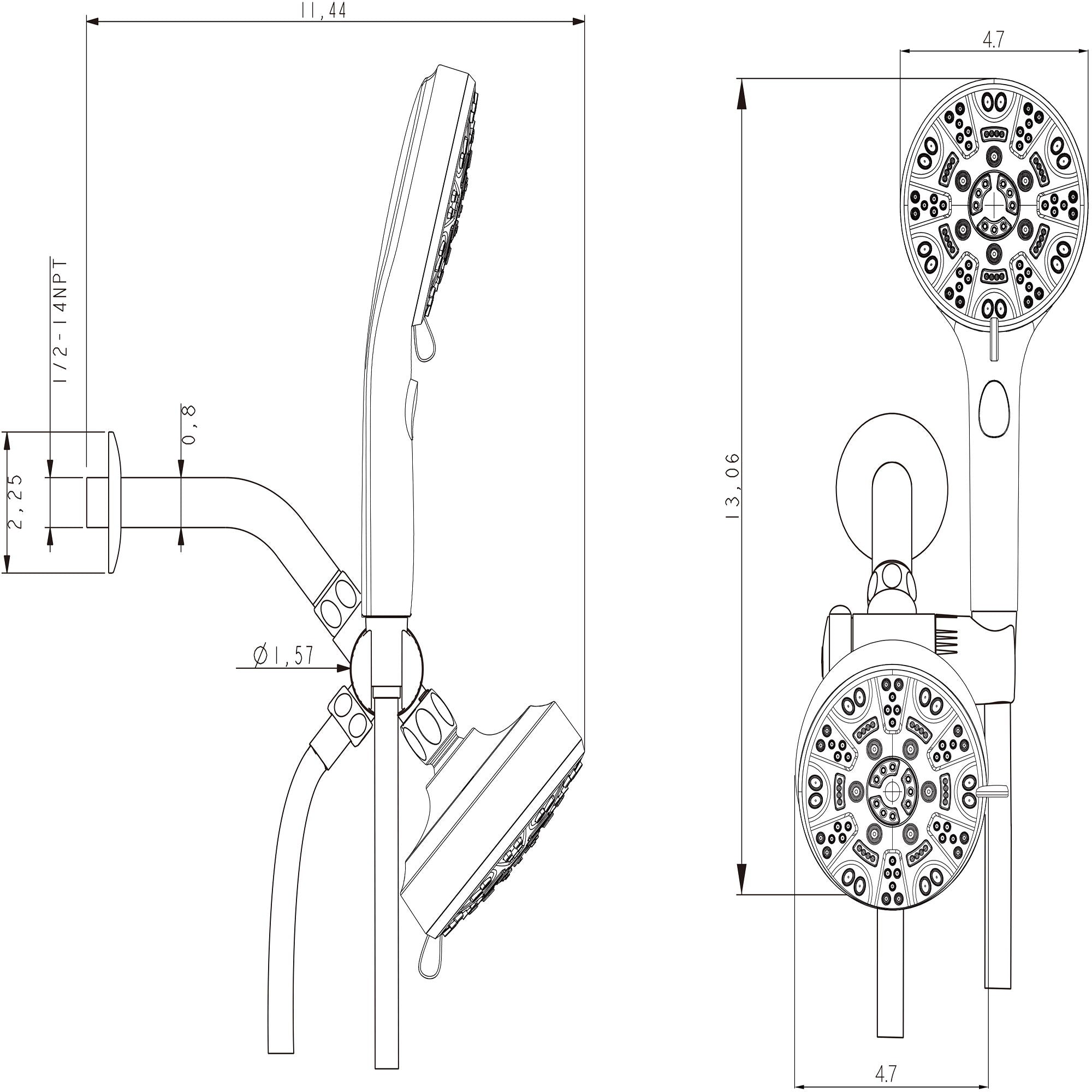 Multi Function Dual Shower Head 4.7" Rain Showerhead & 8 Function Hand Shower System - Brushed Nickel