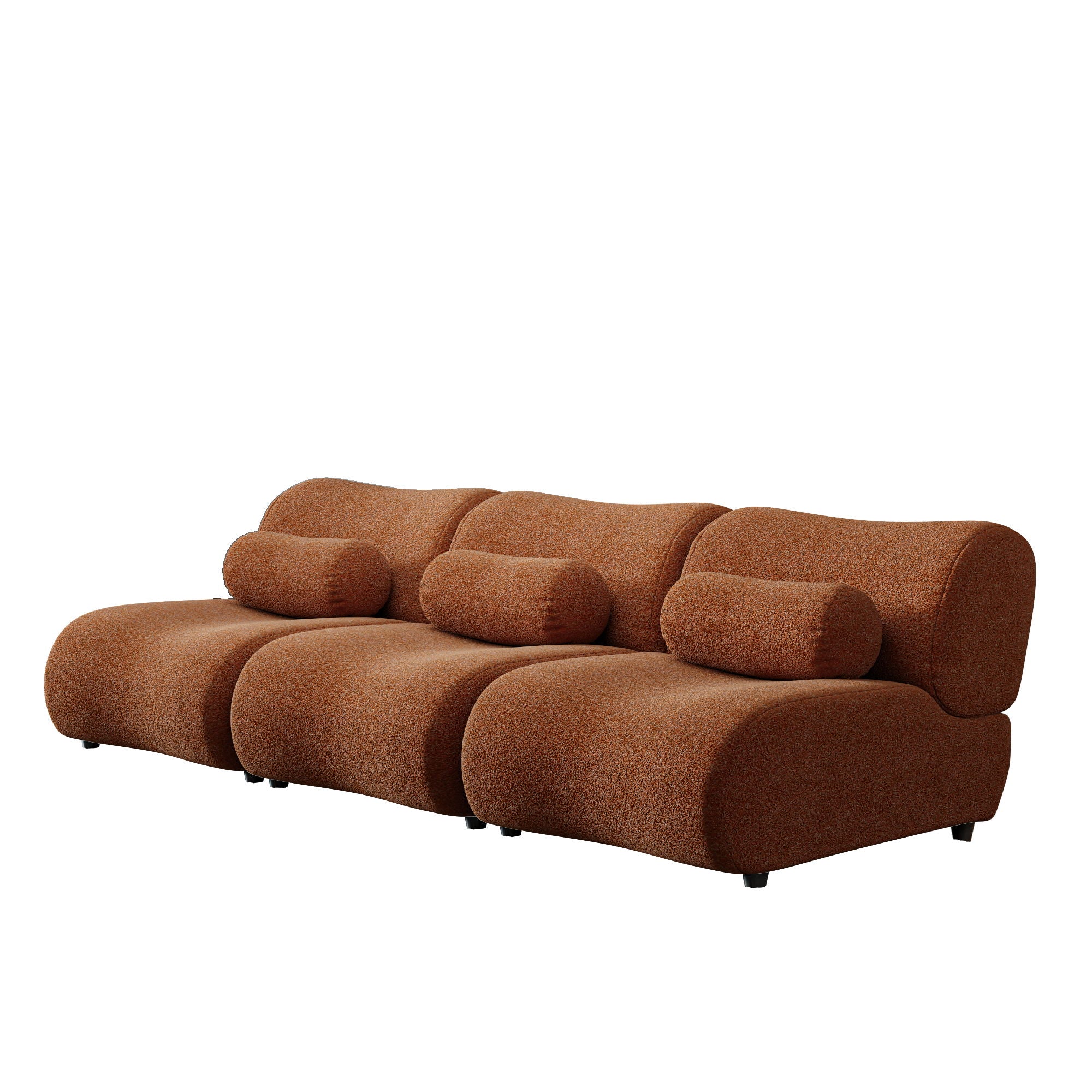 Contemporary Modular 3 Seat Sectional With Deep Seating, Soft Backrest