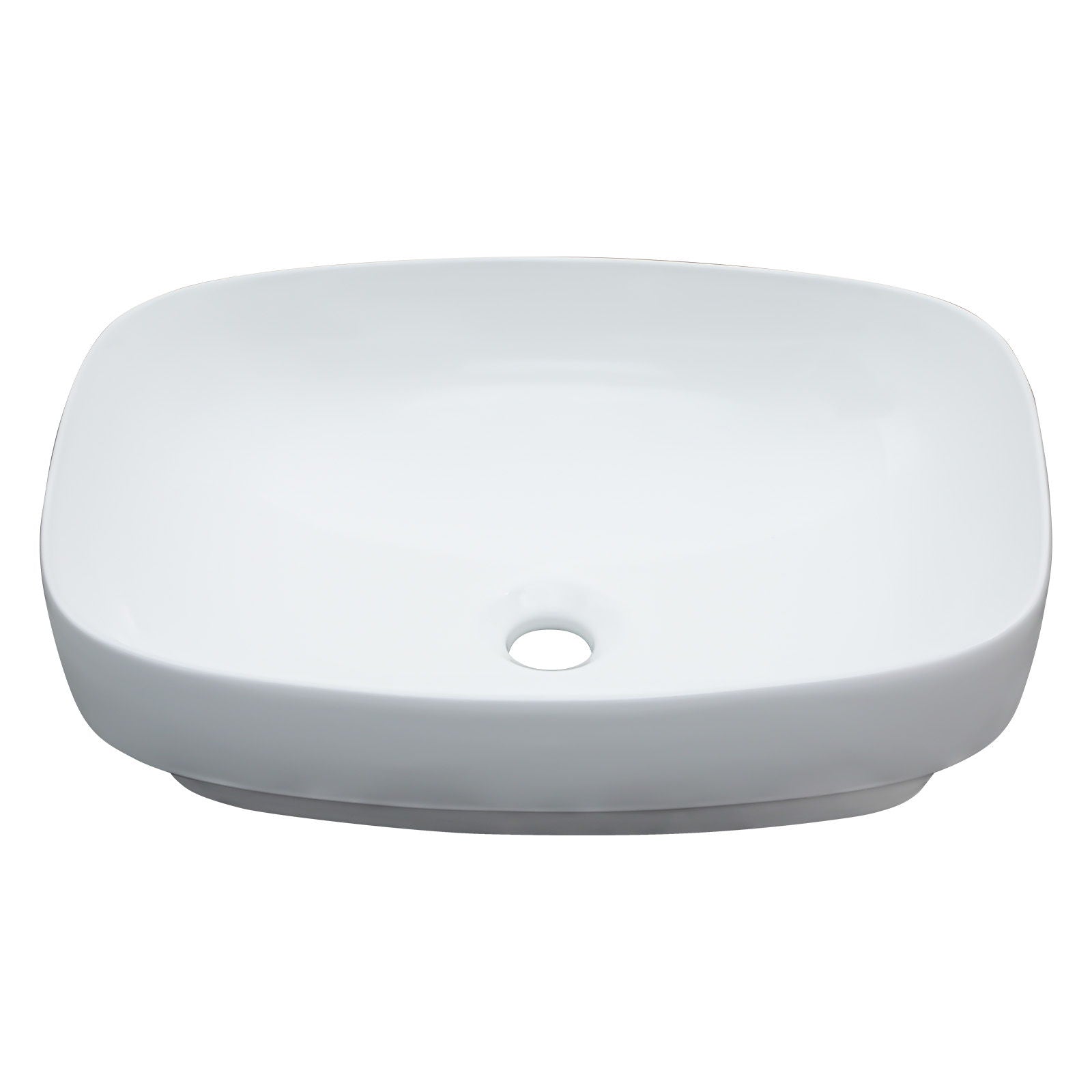 Modern Semi Recessed Ceramic Bathroom Sink With Vessel Design - White