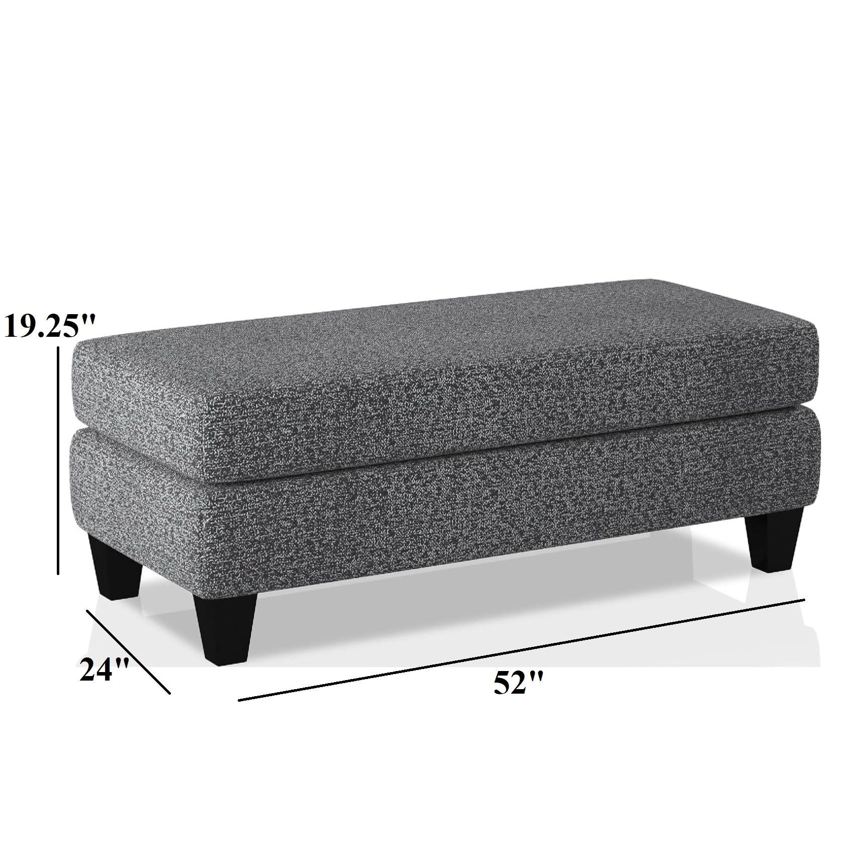 Ottoman With Plush Seat Living Room Furniture - Gray
