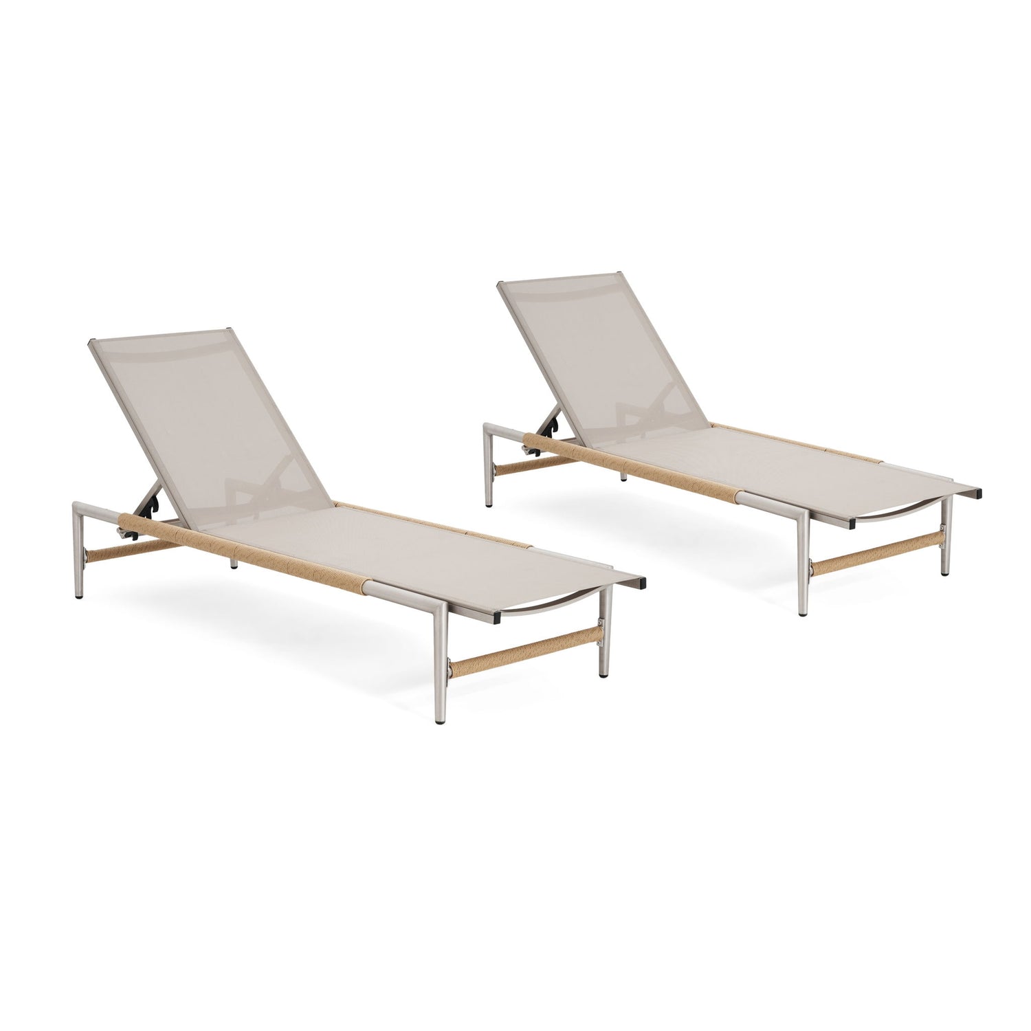 Hargrove - Outdoor Patio Aluminum Chaise Lounge (Set of 2) - Natural / Silver