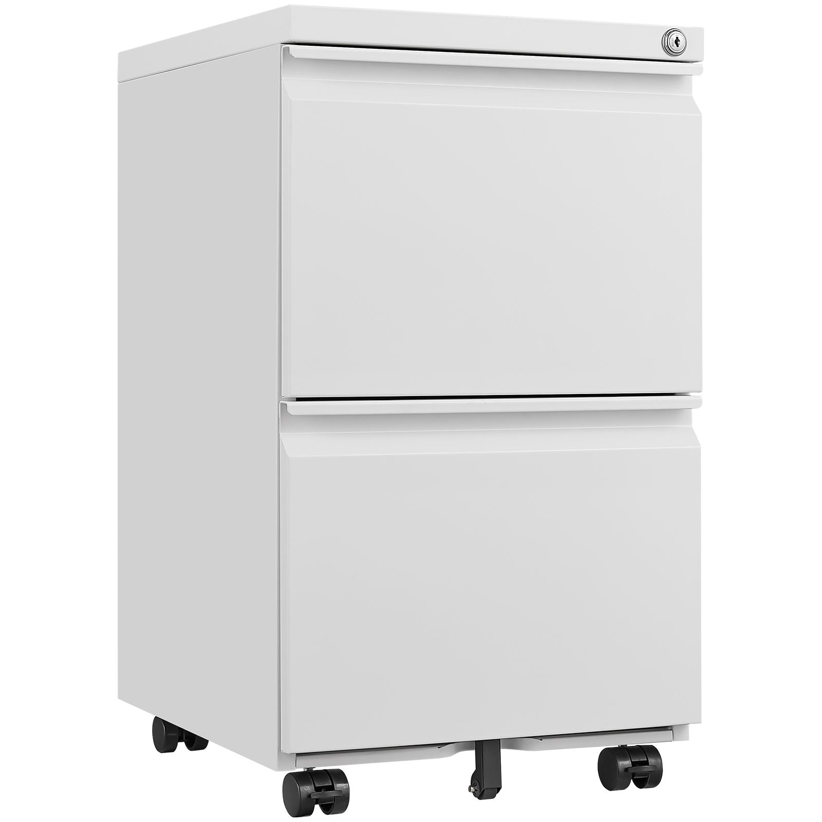 Metal 2 Drawer Mobile File Cabinet With Lock, Under Desk Office Steel Filing Cabinet, 25.6&