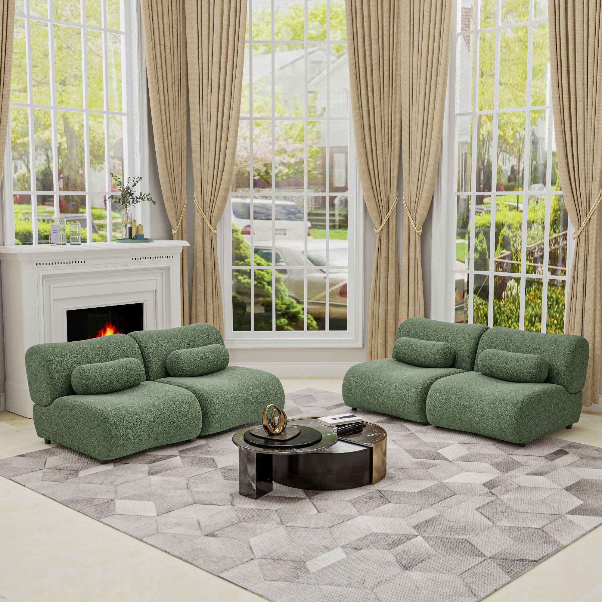 Modern L-Shaped Modular Sofa Set High Comfort Chenille Fabric