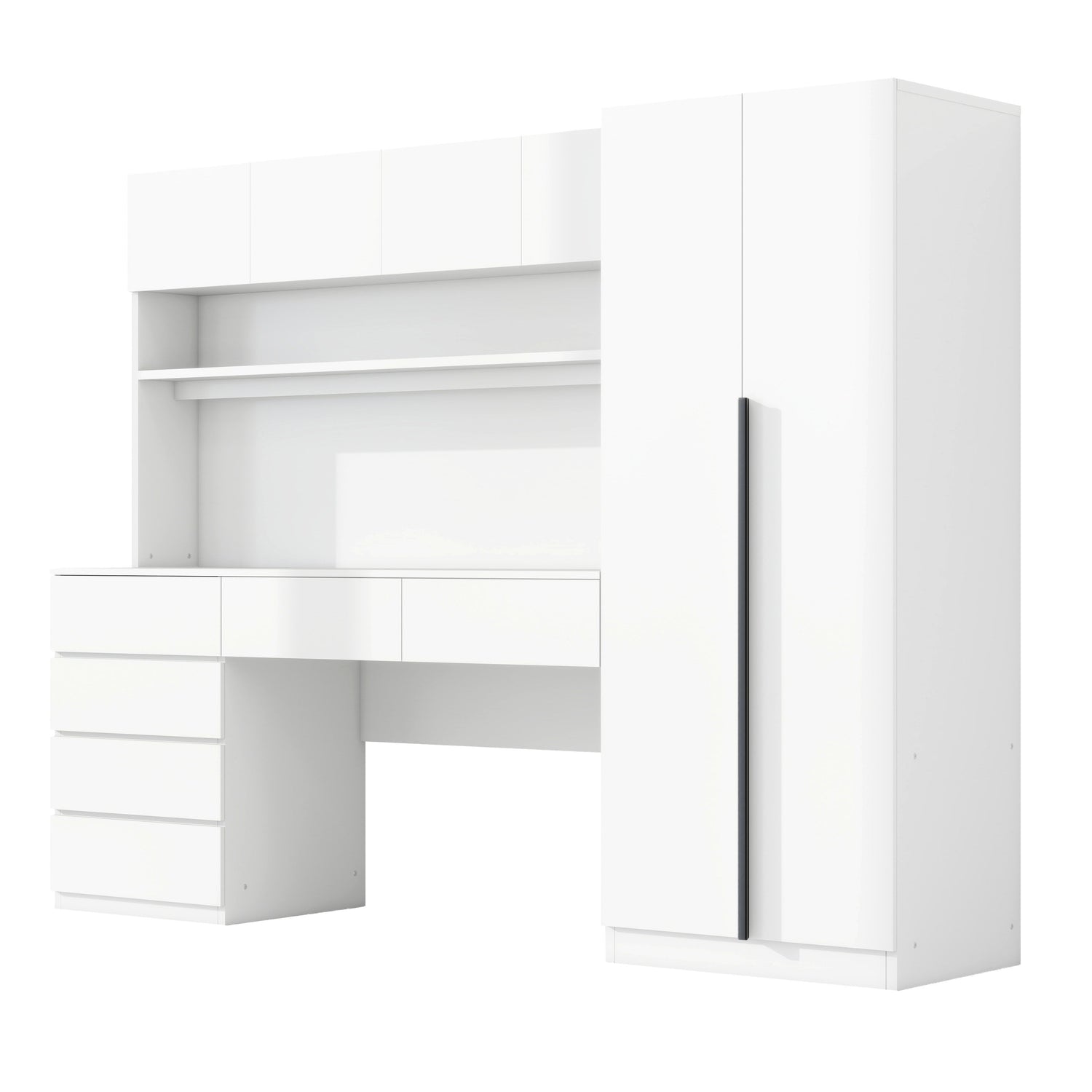 2 Door Storage Desk Wardrobe For Bedroom With Shelves And Drawers