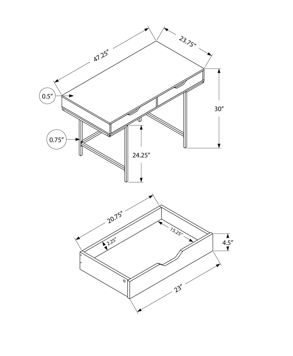 Computer Desk For Home Office, Laptop, Storage Drawers, Versatile Placement - Gray