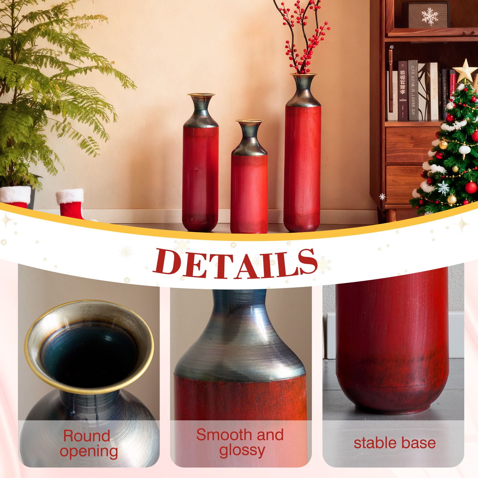 Modern Droplet Shaped Floor Vase Set, 3 Piece Home Decor