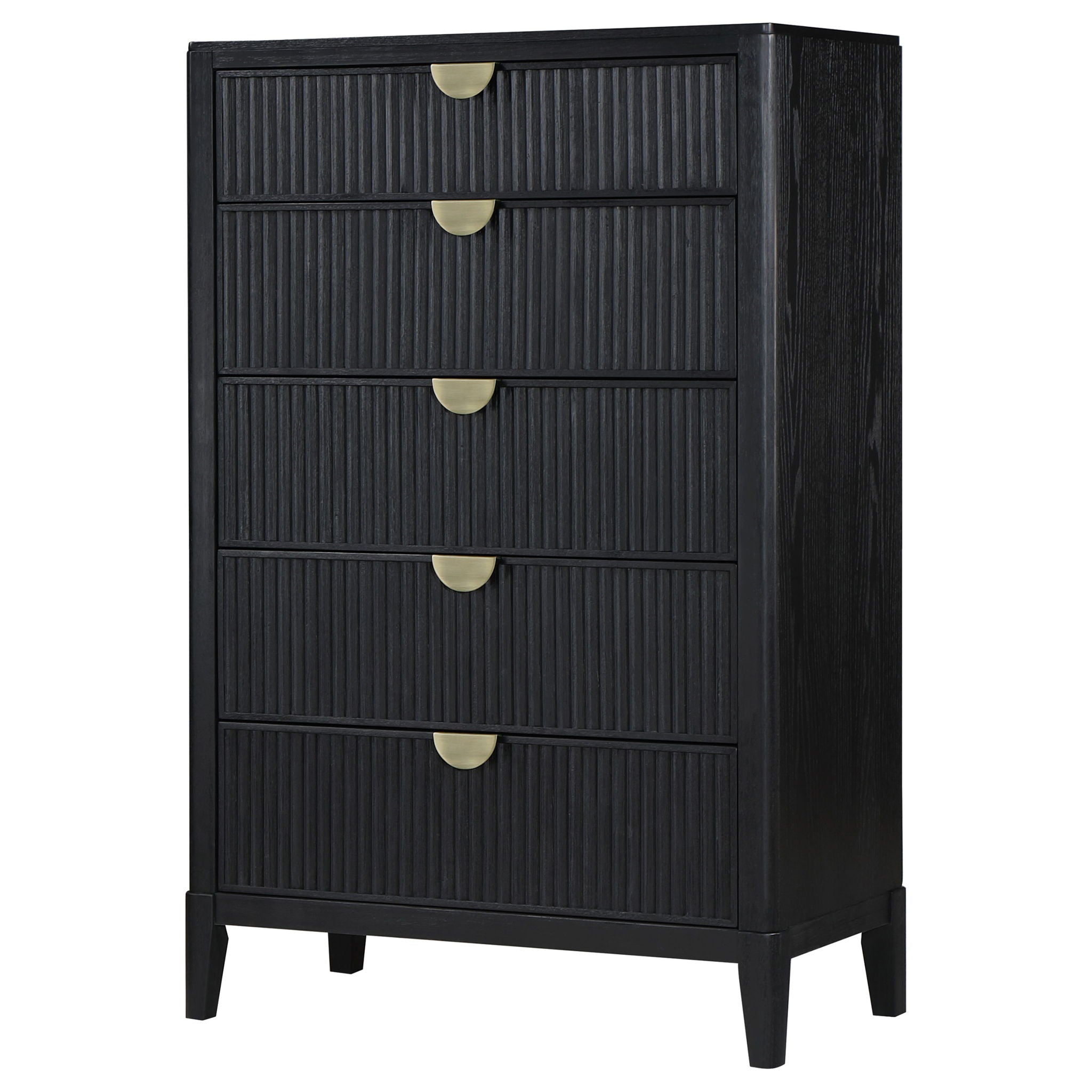 Mason - 5 Drawer Chest With Fluted Design - Black