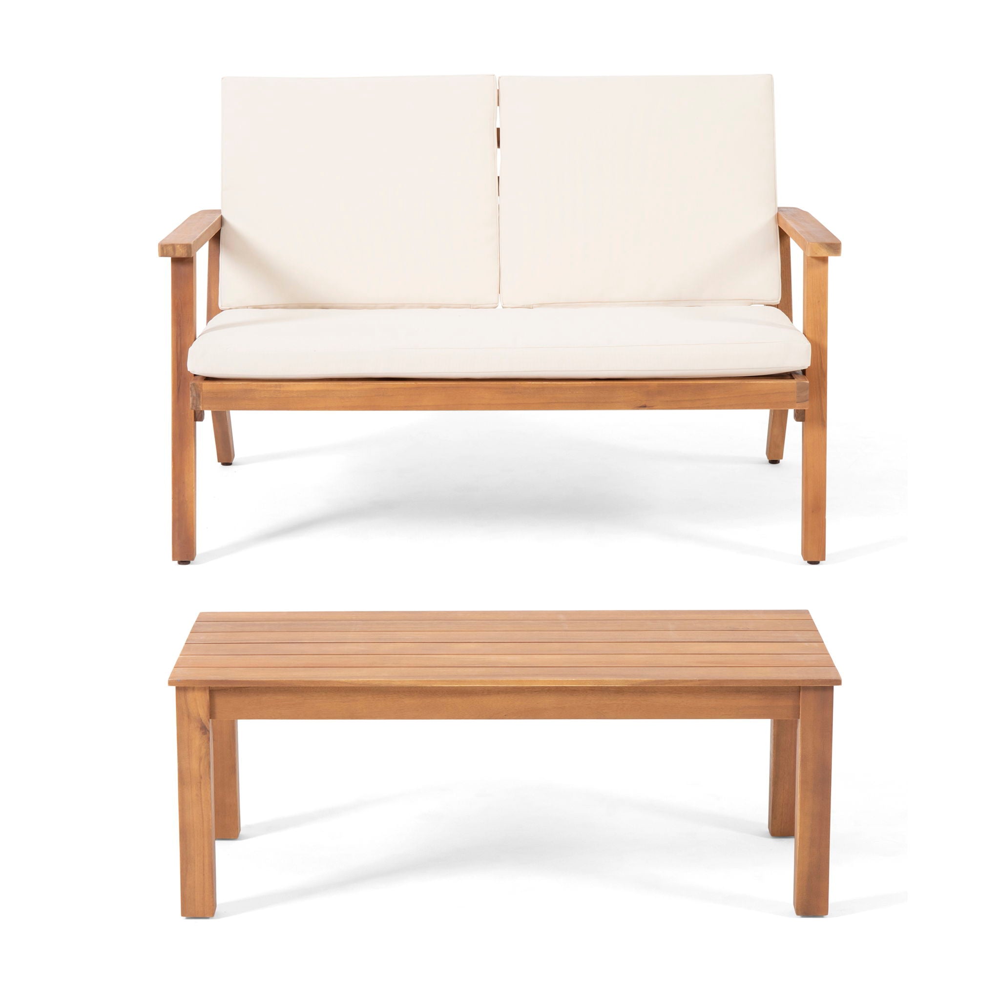 Serenit - 2 Piece Patio Set With Cushions, Loveseat And Coffee Table - Beige / Brown