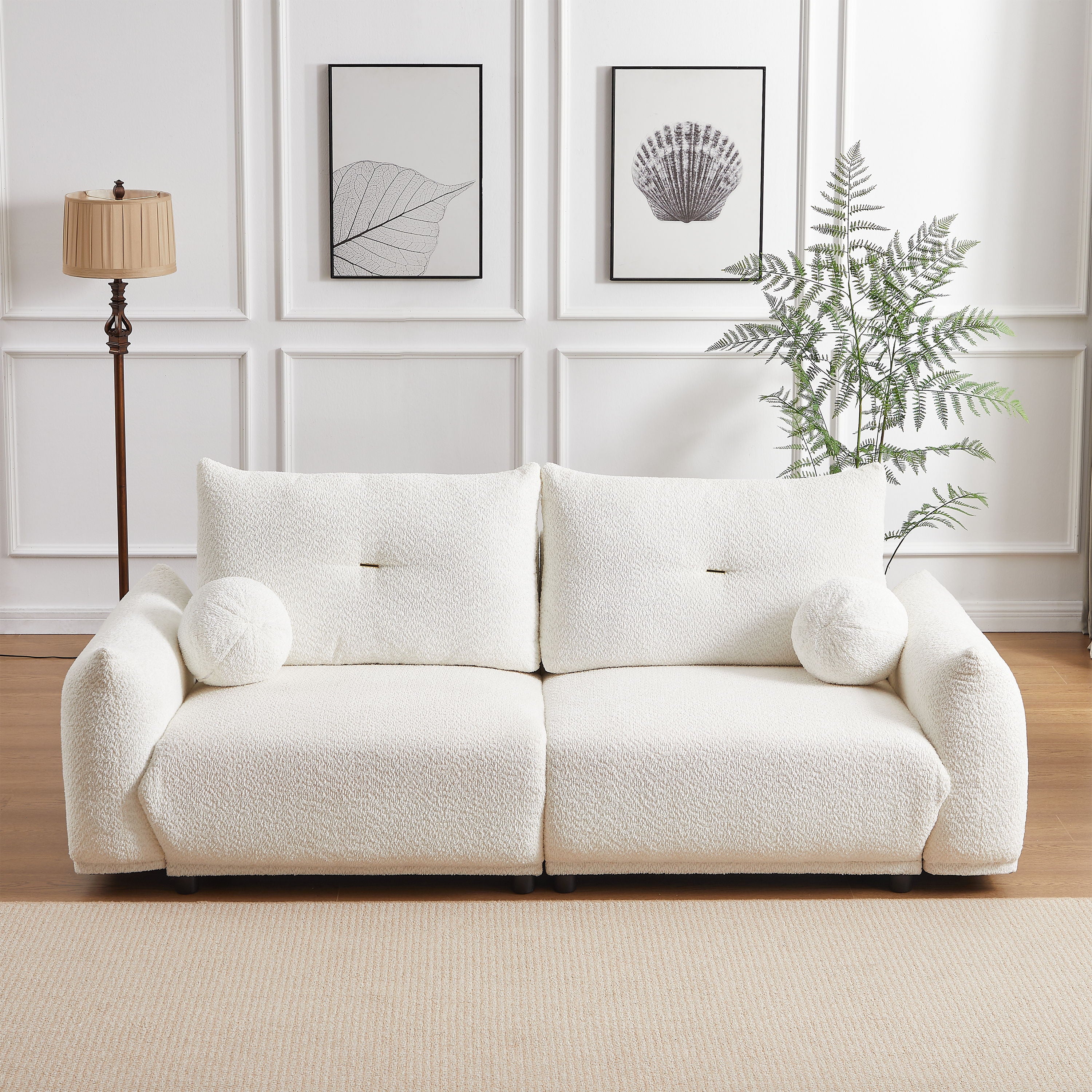 2 Seater Cushion Comfortable Sofas With 2 Cushions And 2 Ball Pillows