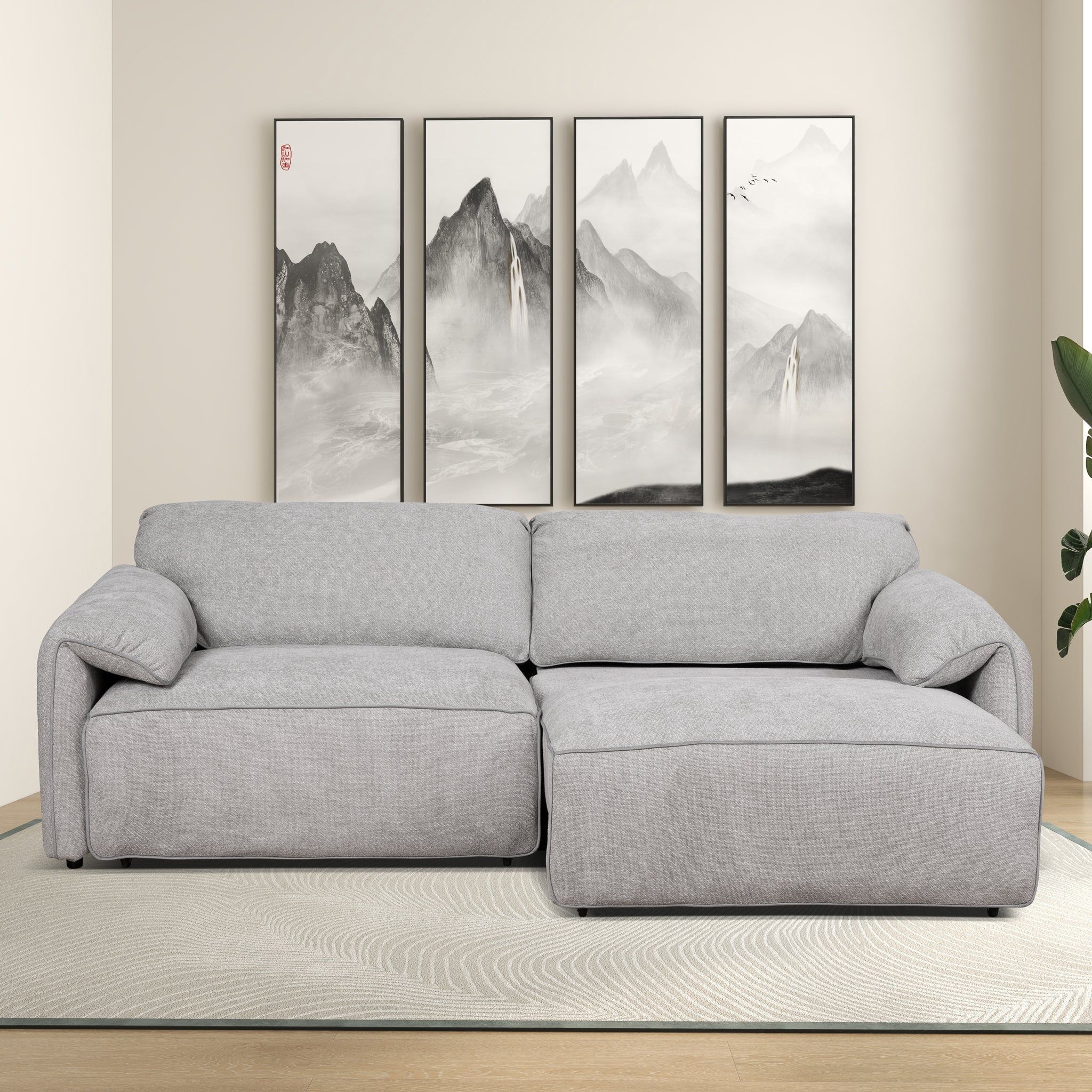 Cleveland - Dual Power Convertible Sofa - Silver