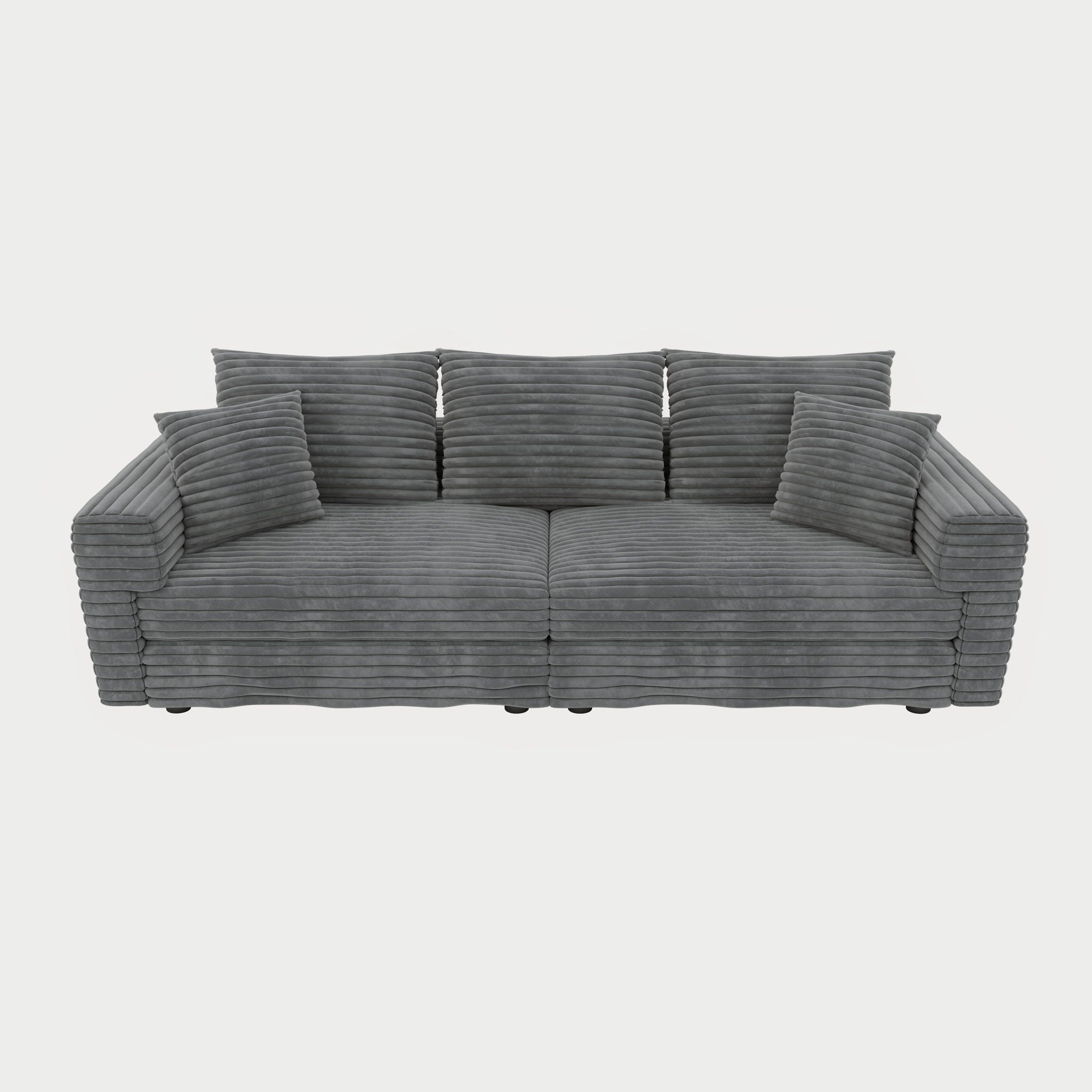 Plush Corduroy 4 Seat Sofa, Modern Comfy Upholstered Sofa Cloud Couch, Deep Seat Couches With Soft Pillows