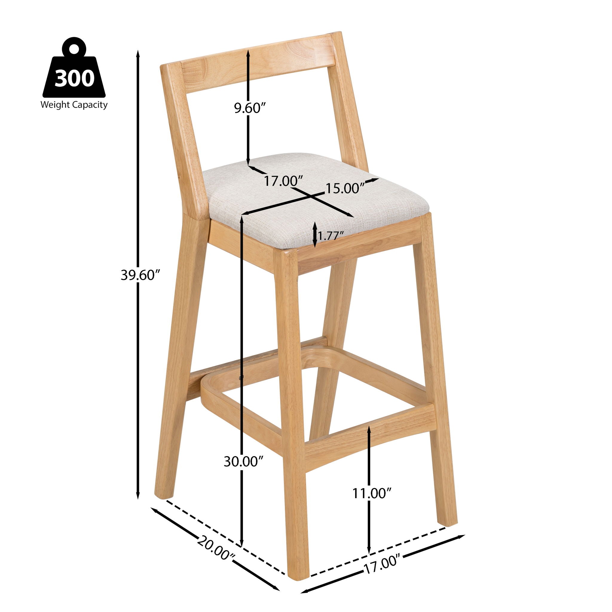Jasper - Indoor Barstool With Upholstery (Set of 2) - Beige / Natural