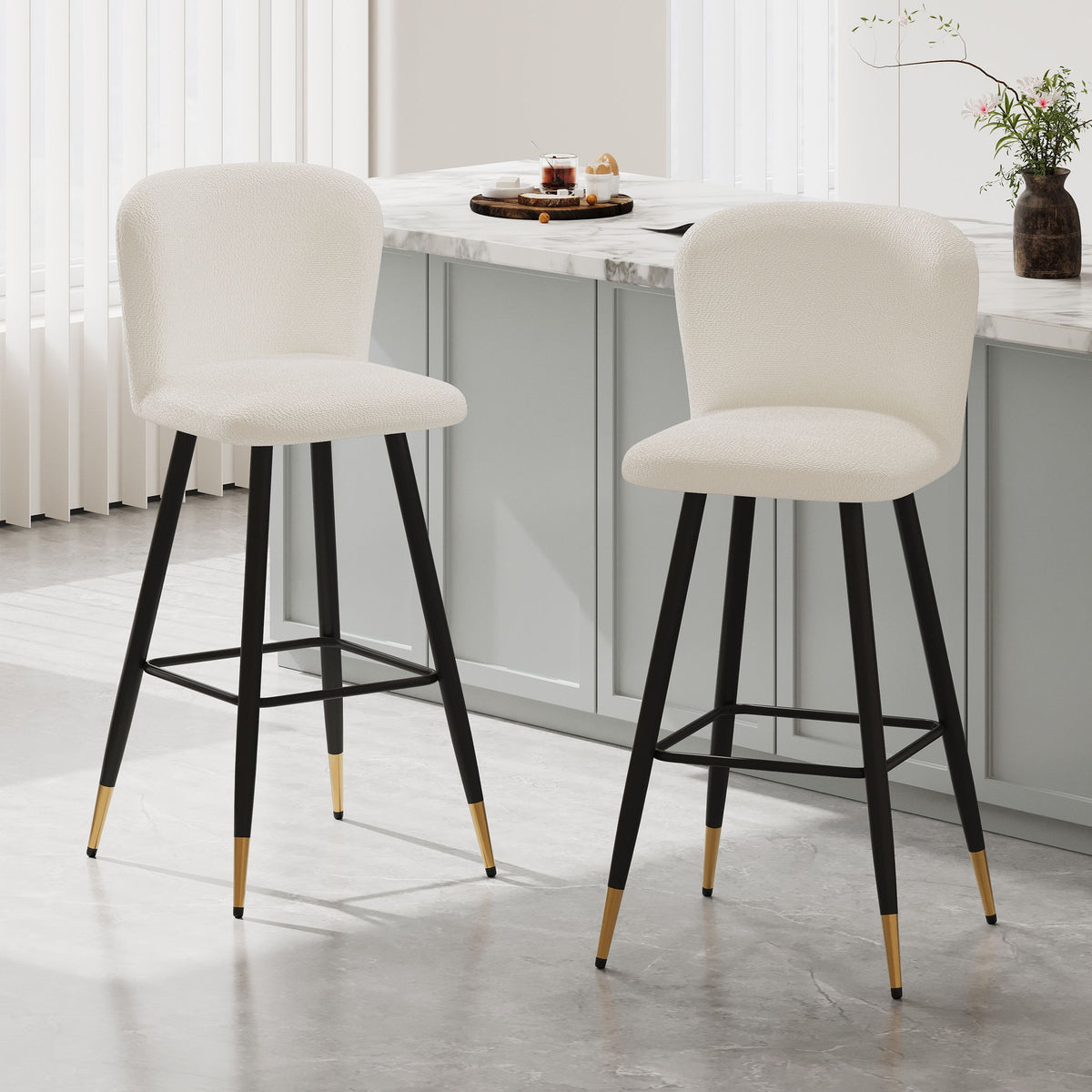 Modern Style Barstool, Tipped Ends, Suitable For Various Decoration Styles - White