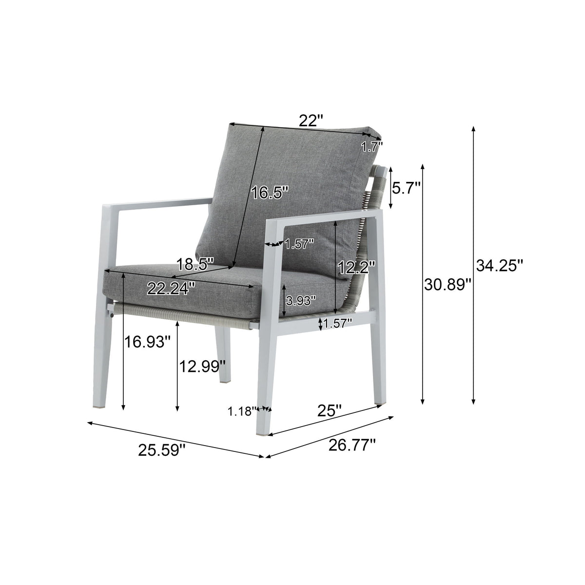 Modern Lounge Chair With Rope Accents And Cushions