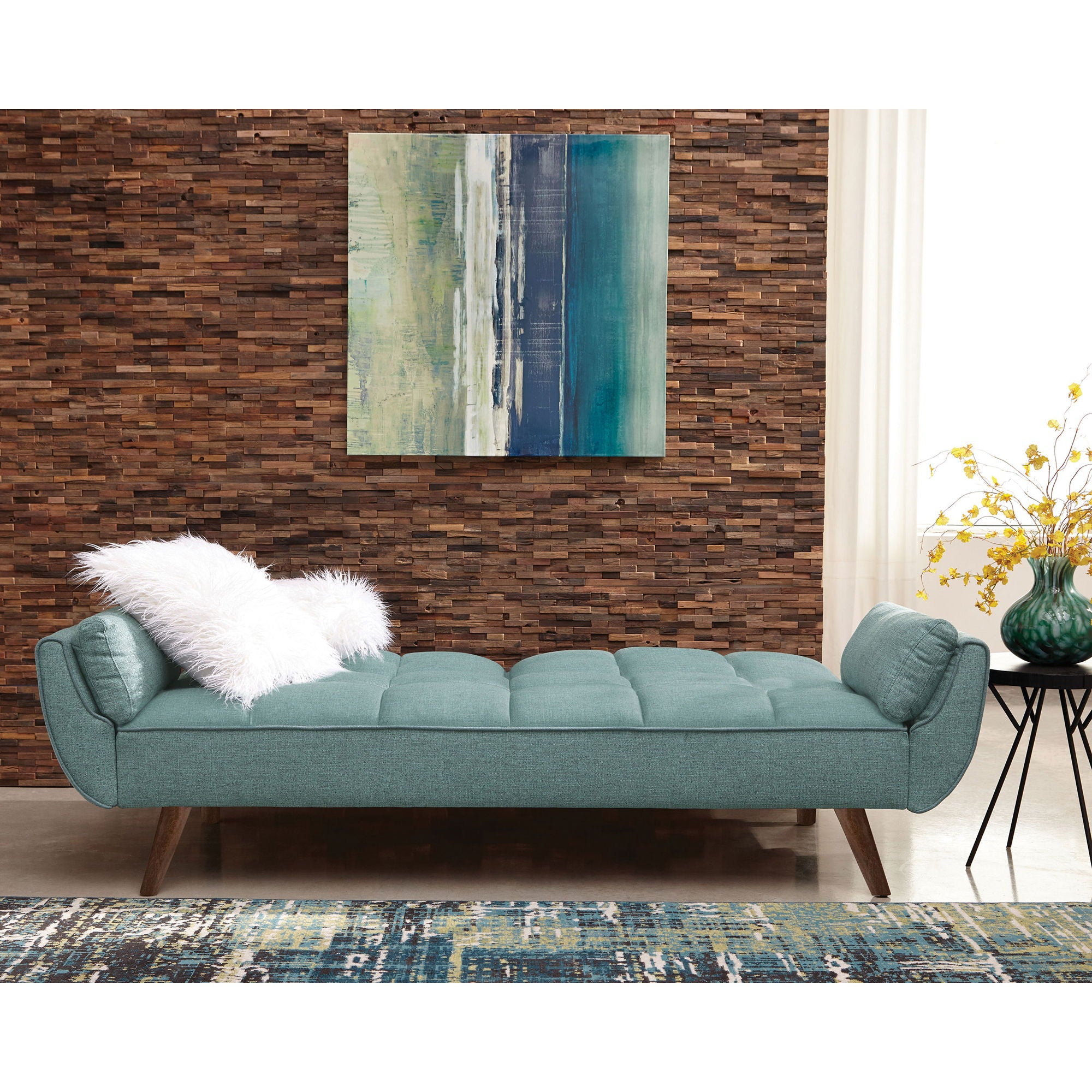 Laggarhem - Tufted Back Upholstered Sofa Bed - Turquoise
