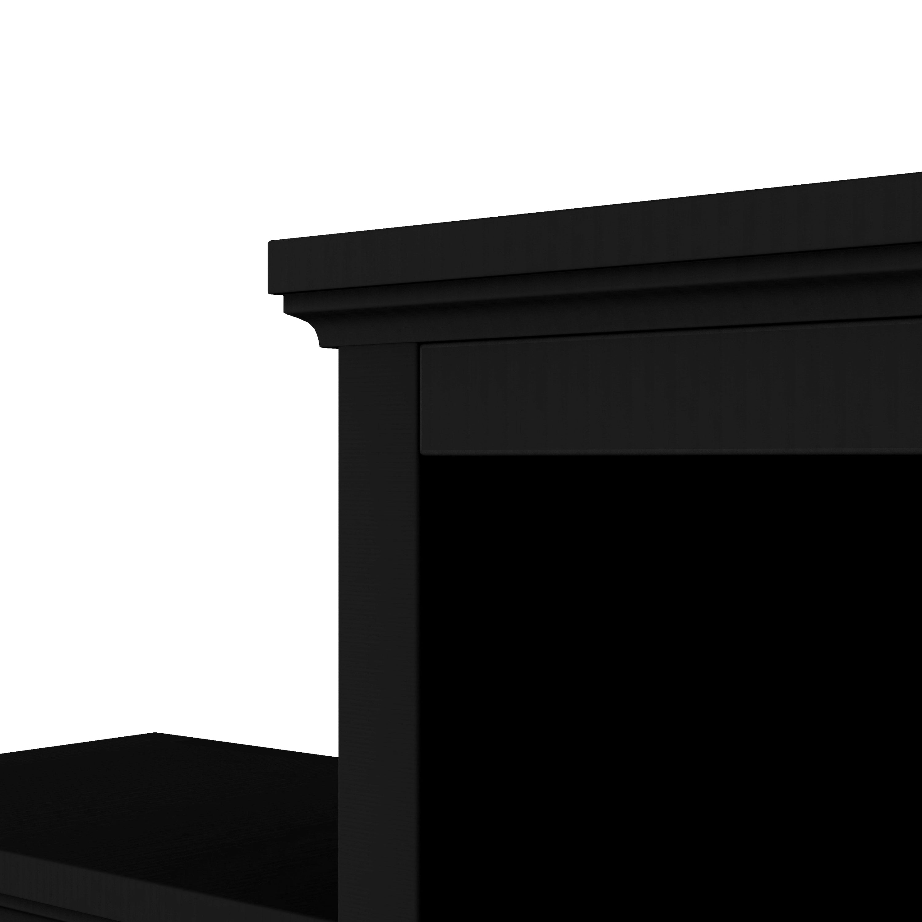 Entertainment Wall Unit with Bridge, Modern TV Console Table for TVs Up to 70" Multifunctional TV Stand with Tempered Glass Door Black
