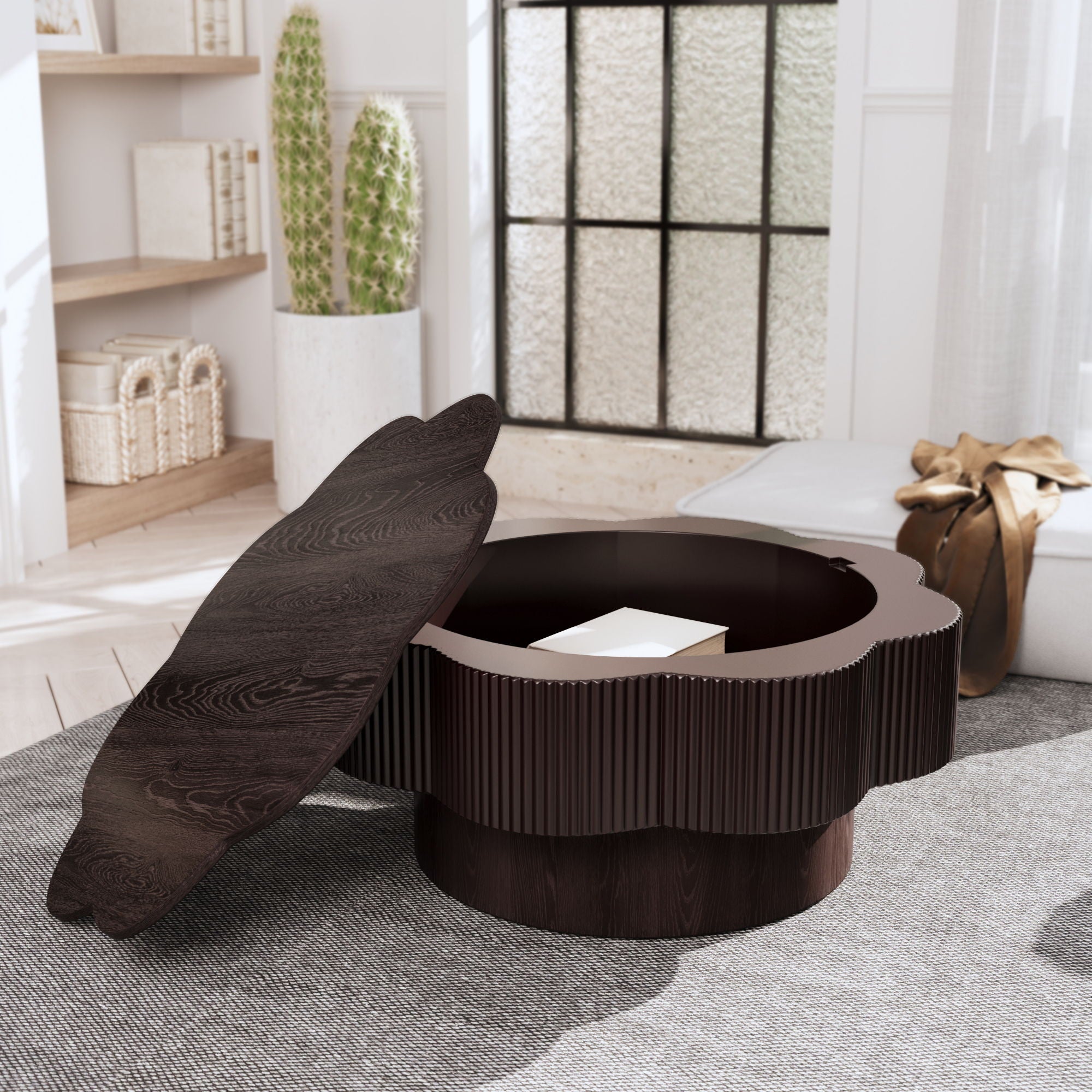 Modern Plum Blossom Shaped Coffee Table With Storage