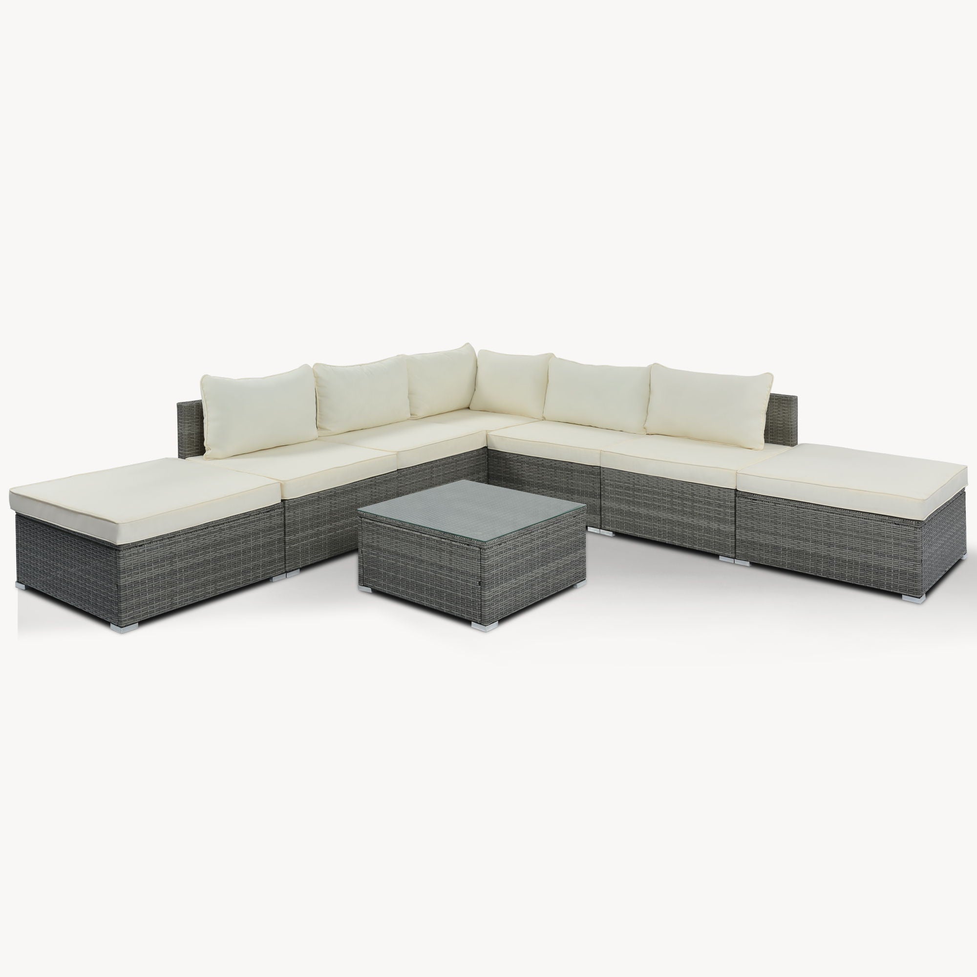 8 Pieces Outdoor Patio Furniture Conversation Wicker Sofa Set
