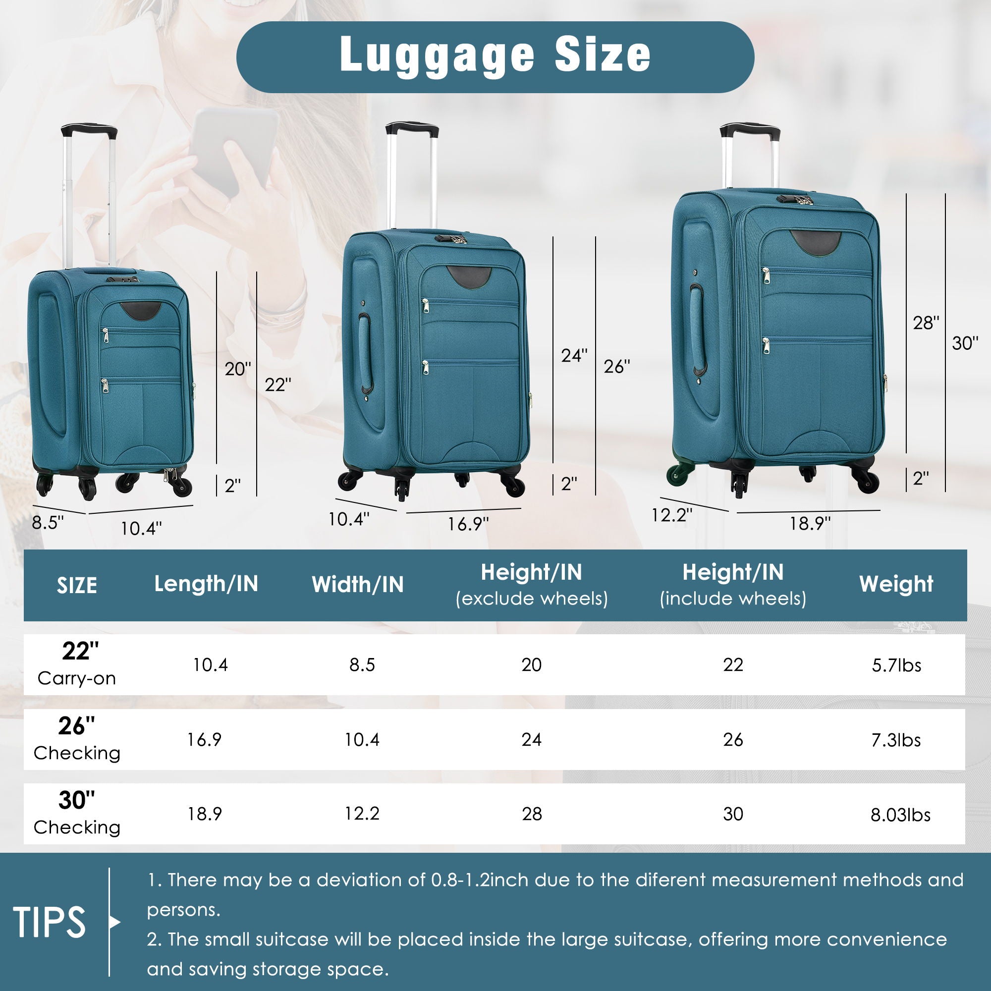 Softside Luggage Expandable Set & Duffel Bag Upright Spinner