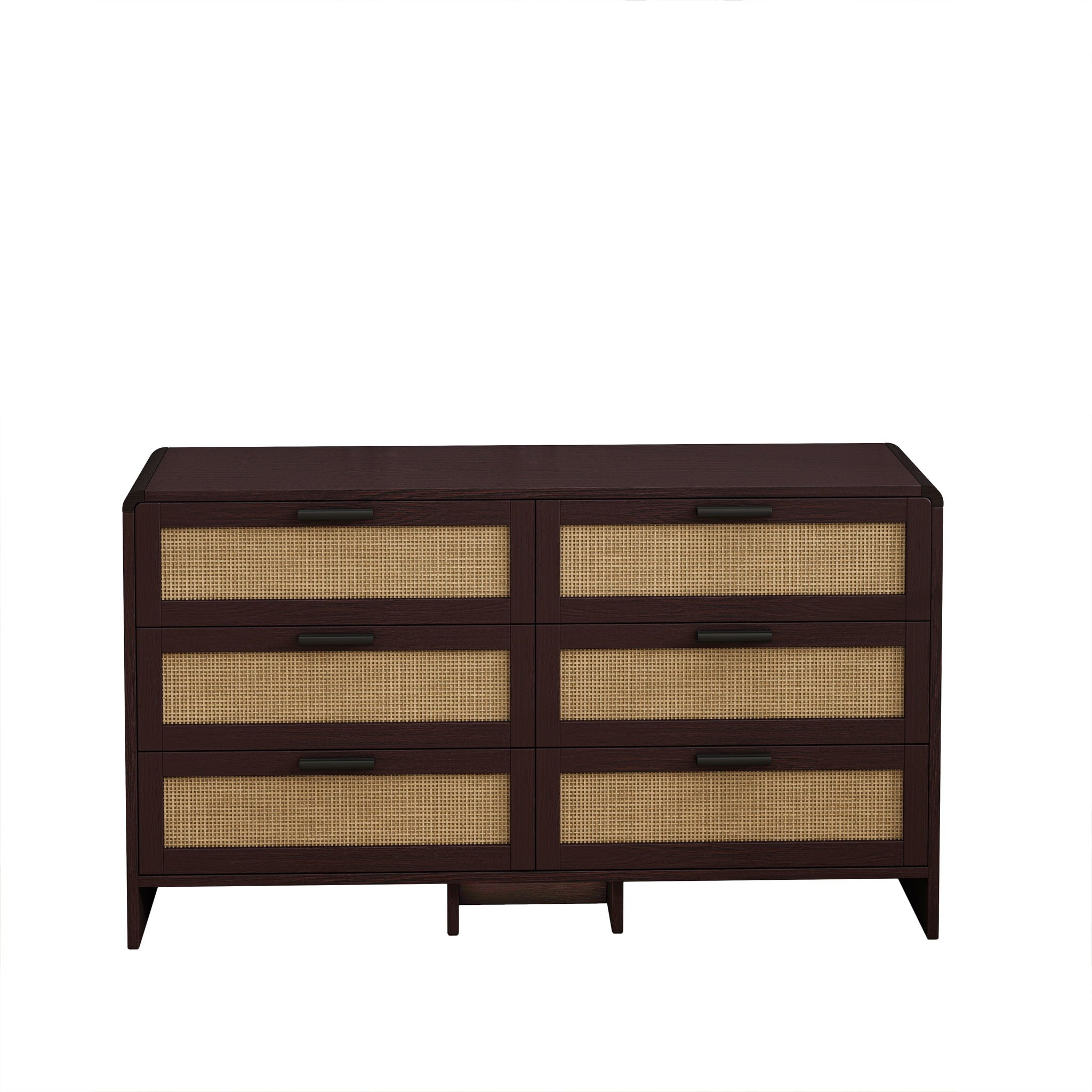 Modern Arc Shaped Corner Rattan Cabinet With 6 Drawers