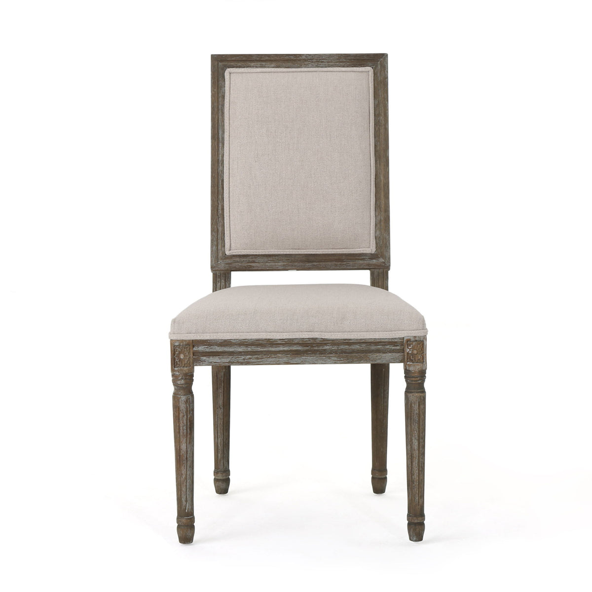 Traditional Style Dining Chair Set With Fabric Upholstery