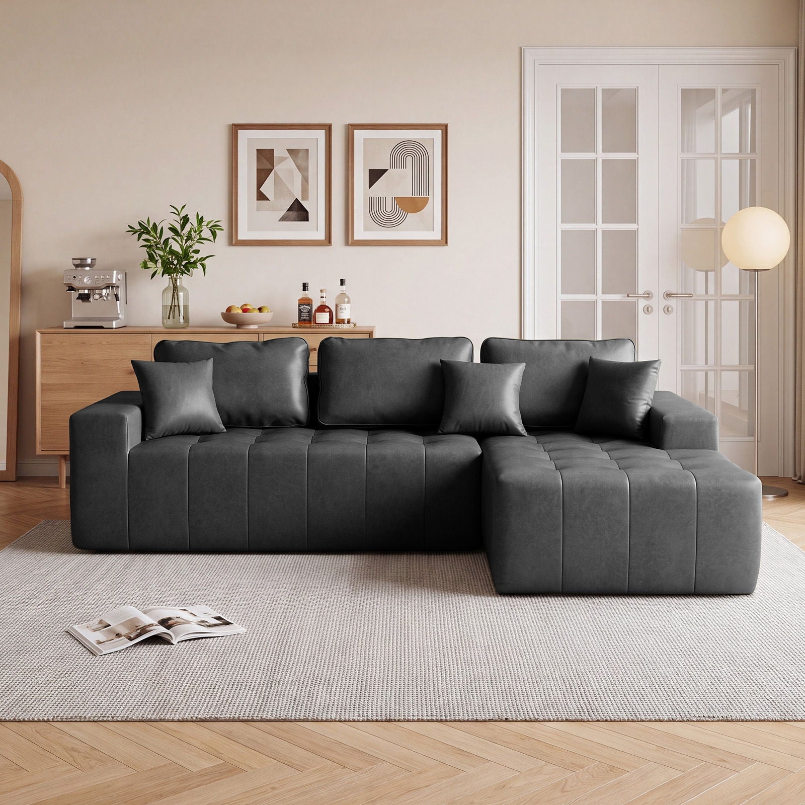 L - Shaped Corner Chaise Sofa Bed
