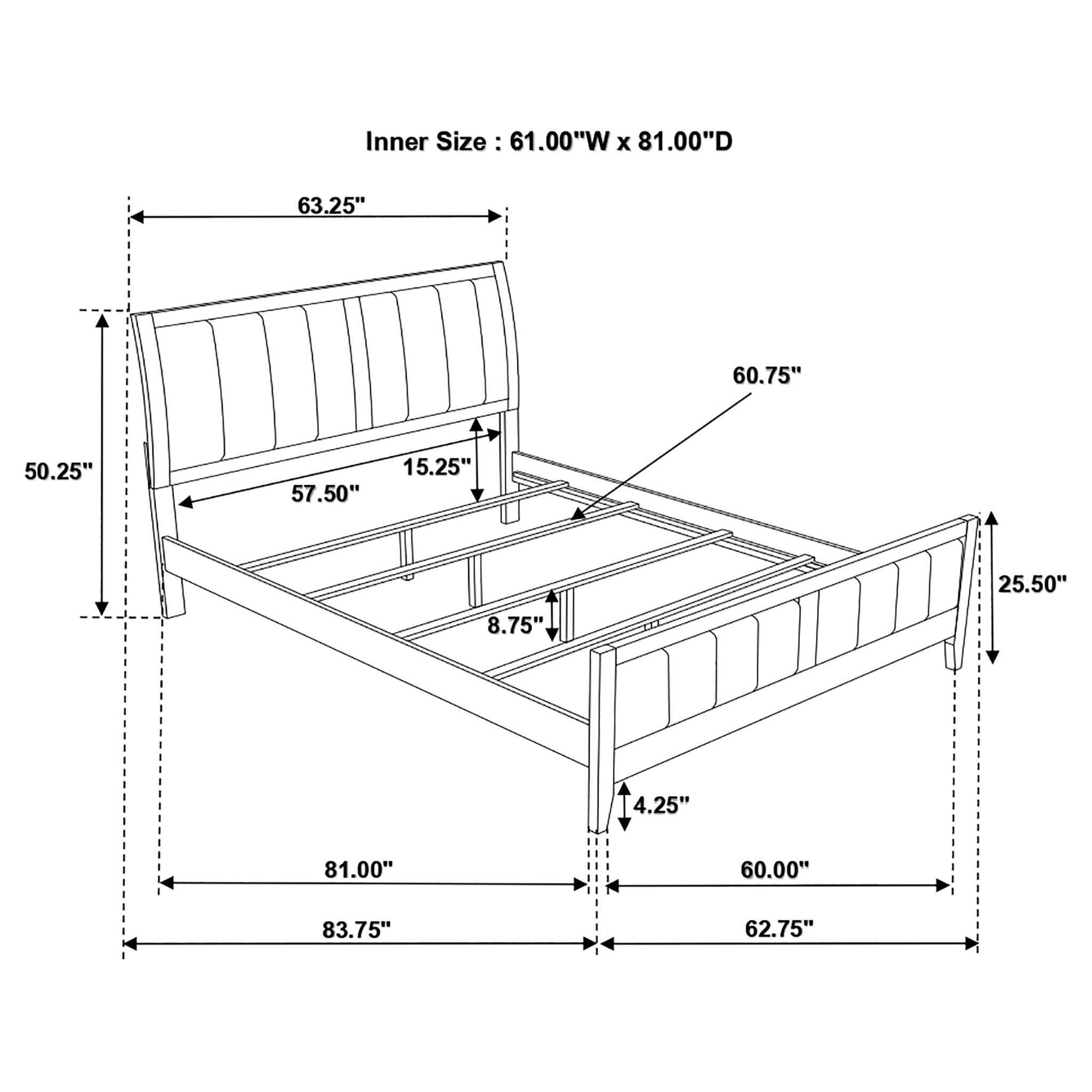 Queen Panel Bed With Upholstered Headboard And Footboard - Brown