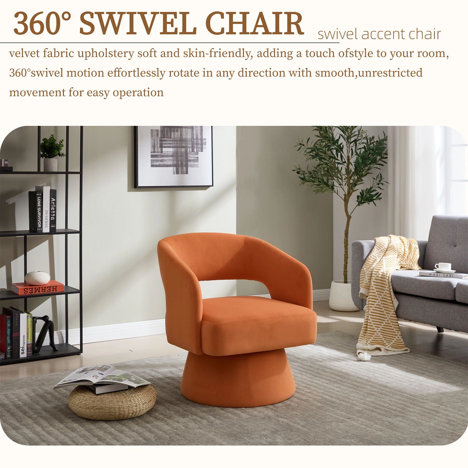 Swivel Barrel Chair With 360 Degree Rotation