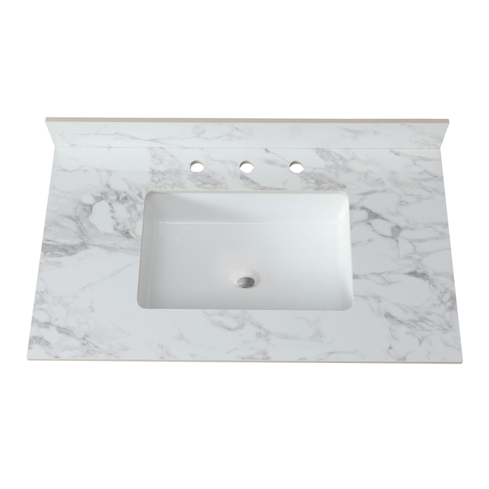 Elegant Sintered Stone Bathroom Vanity Top With Rectangular Undermount Ceramic Sink