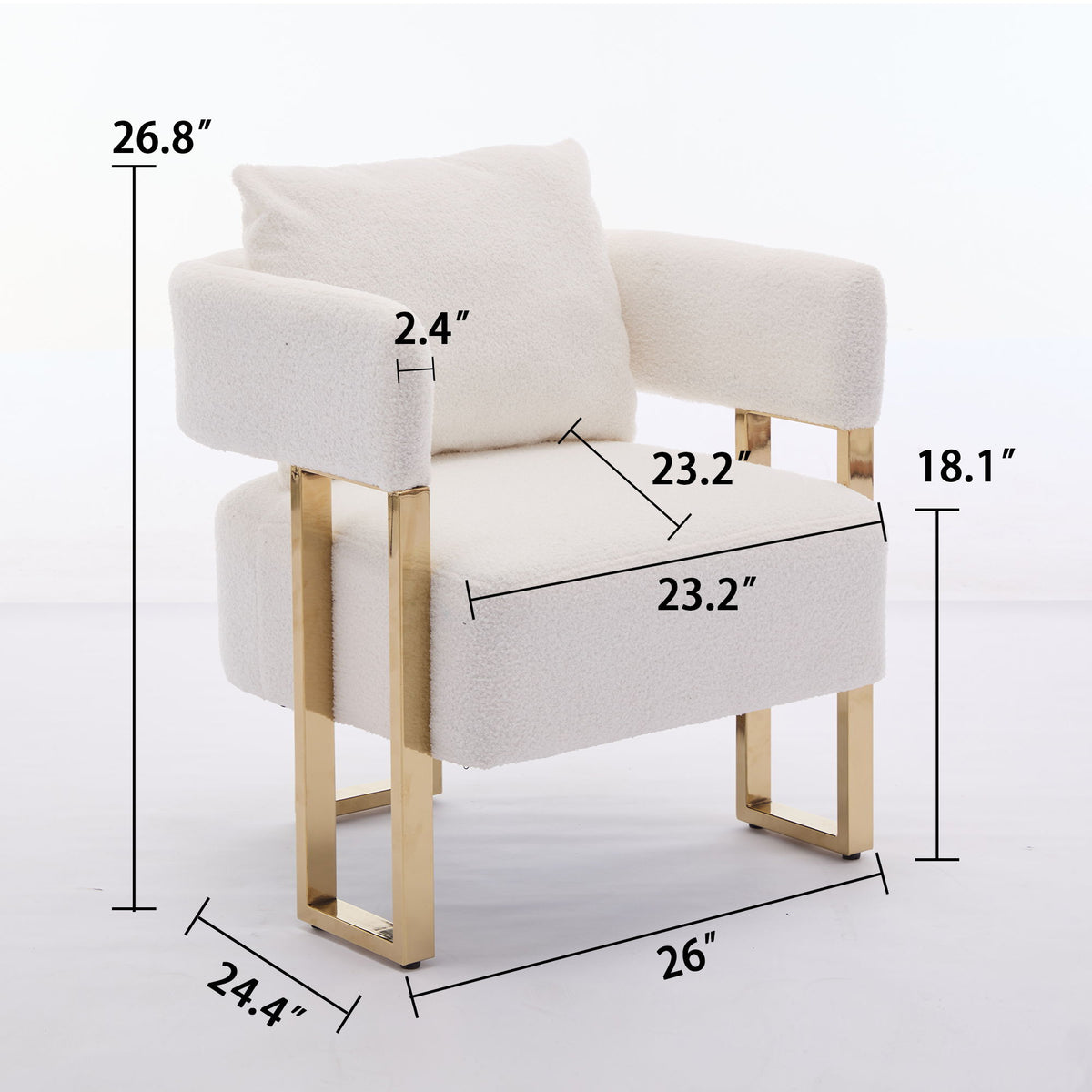 Modern Decorative Chair Teddy Fleece Upholstered And Metal Foot
