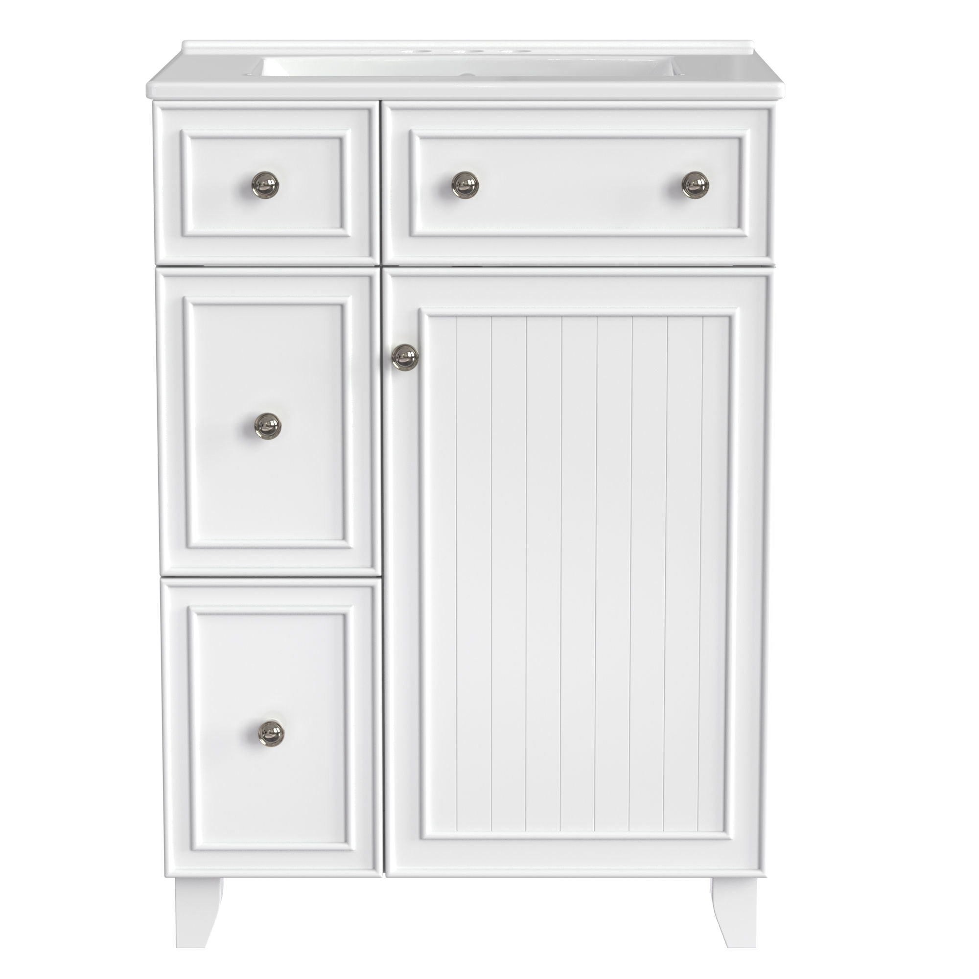 Transitional Style Bathroom Vanity Cabinet With Ceramic Sink