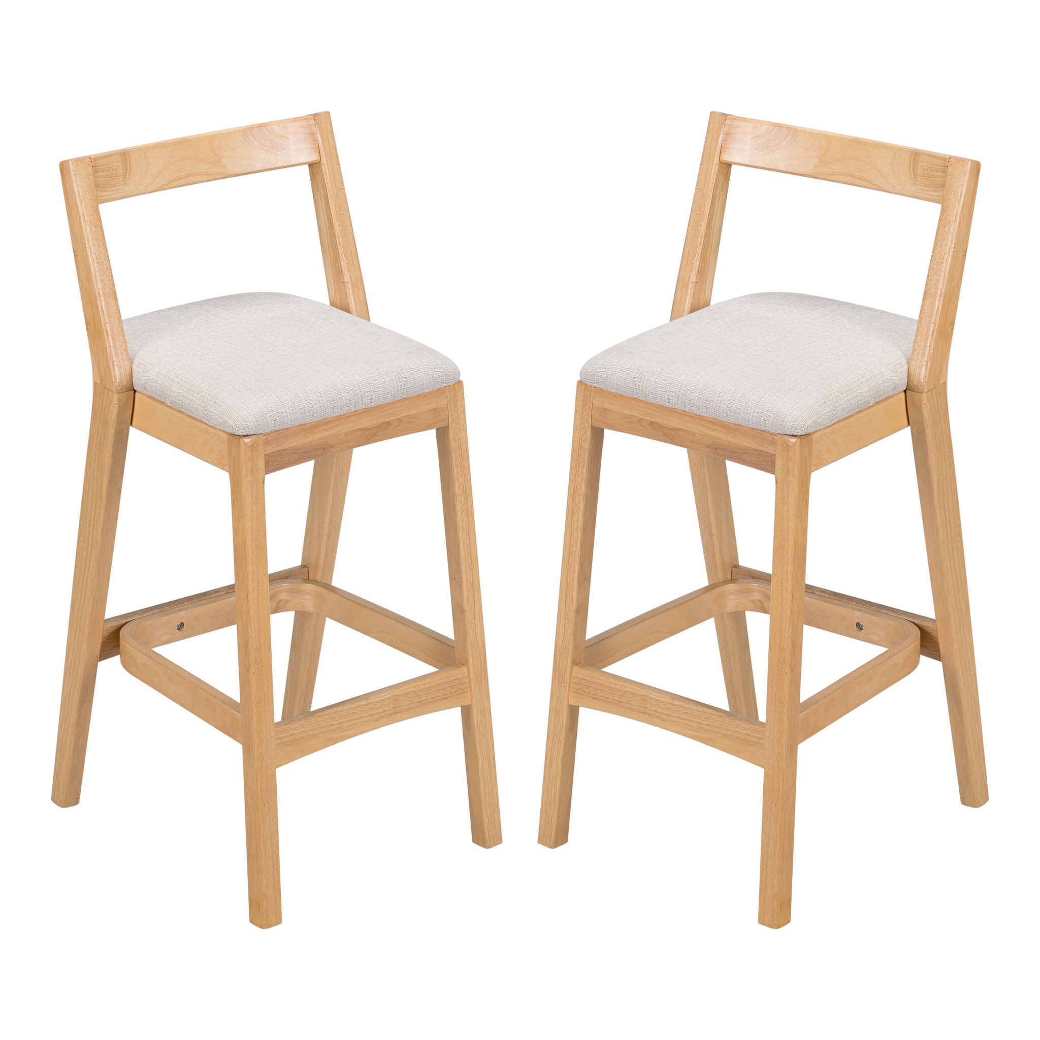Jasper - Indoor Barstool With Upholstery (Set of 2) - Beige / Natural
