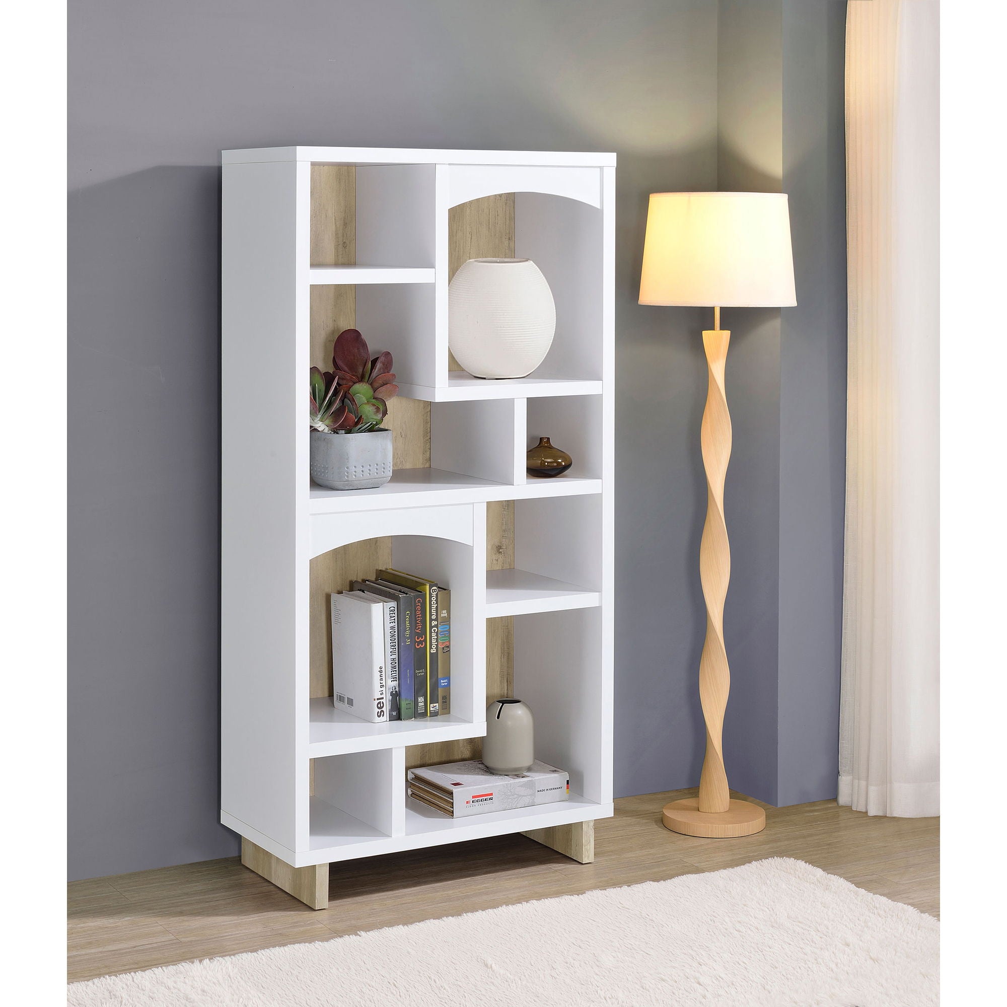 Geilys - 8 Shelf Bookcase With Arch Details - White