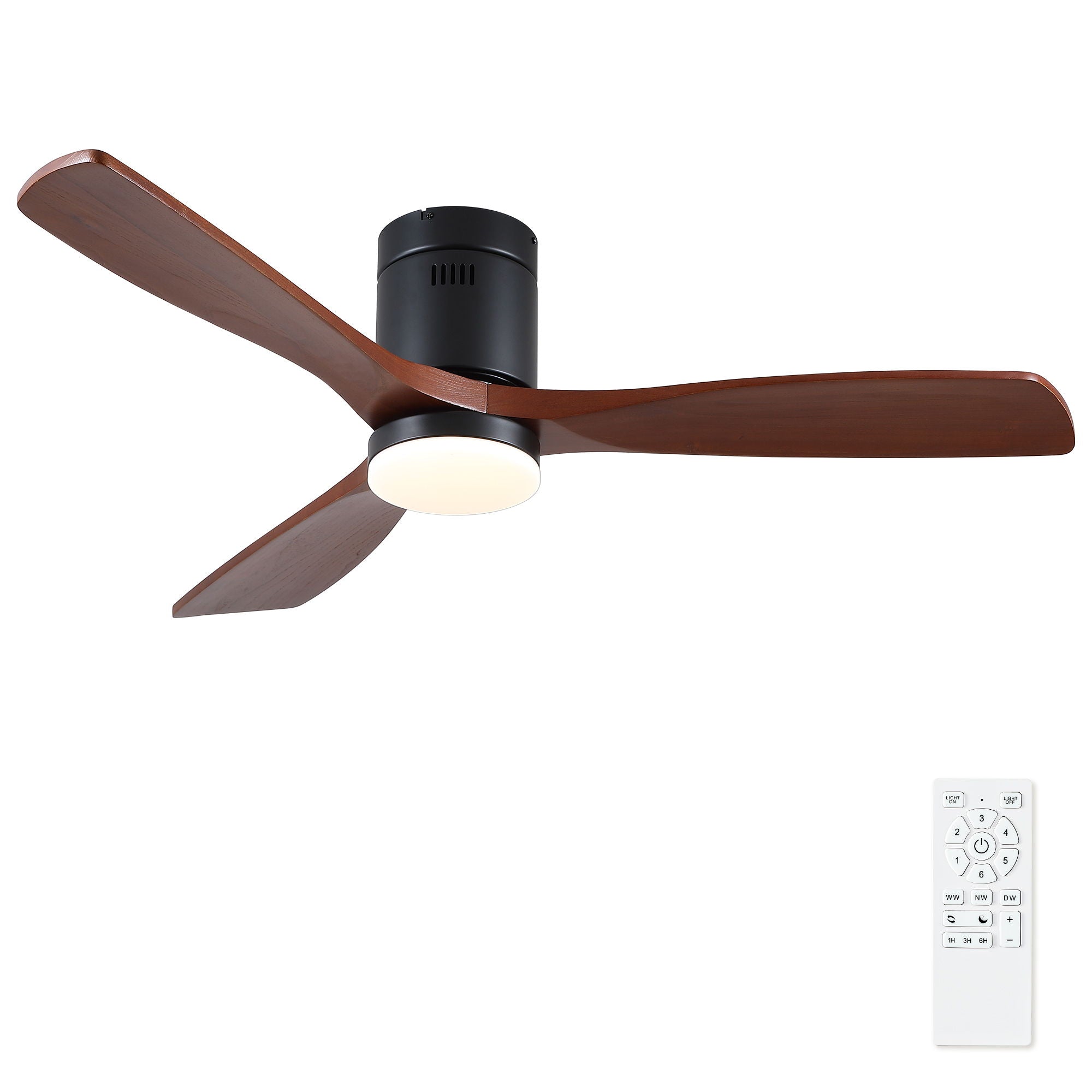 Low Profile Flush Mount Intergrated LED Ceiling Fan With Light And Silent Reversible Motor