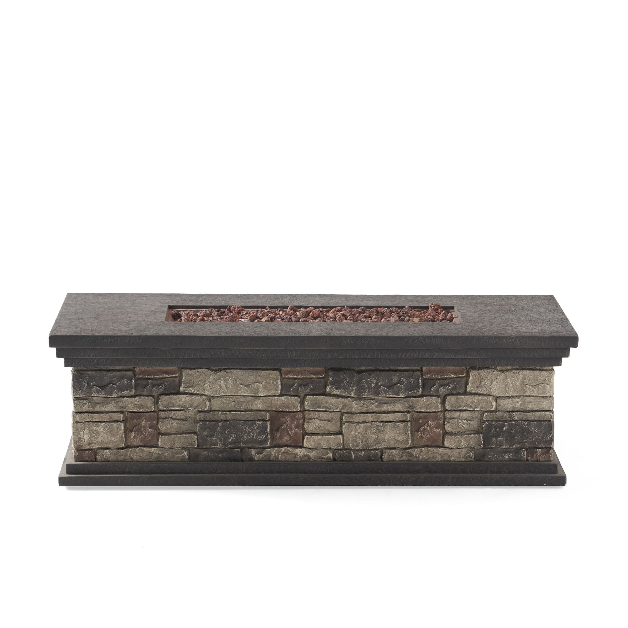 Contemporary Rectangle Fire Pit 50, 000 Btu Magnesium Oxide - Stone Gray