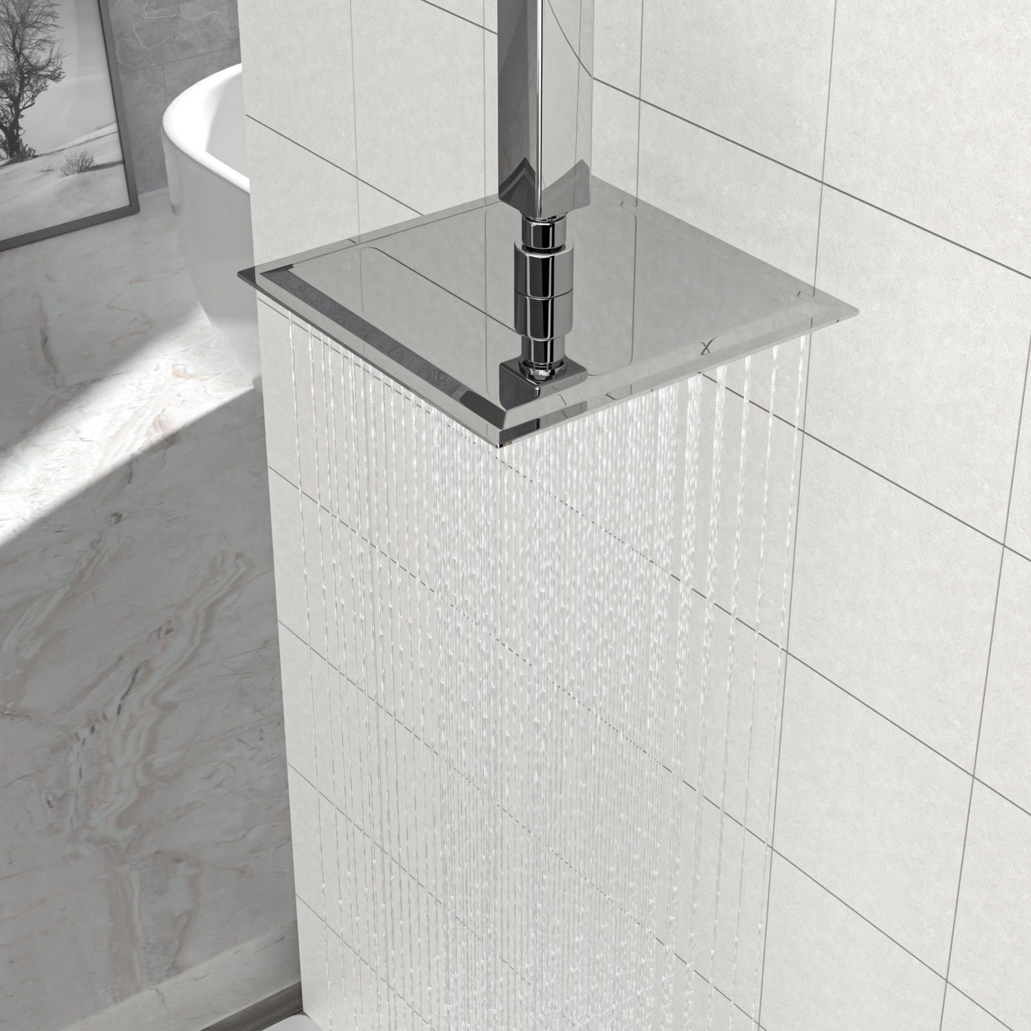 8" Square Rain Shower Head, Ceiling / Wall Mount Stainless Steel Bath Fixture