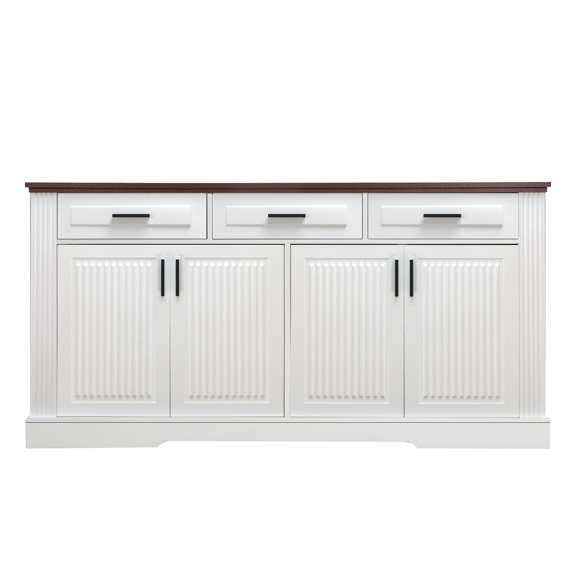 Fluted Sideboard Buffet Cabinet With 4 Doors And 3 Drawers