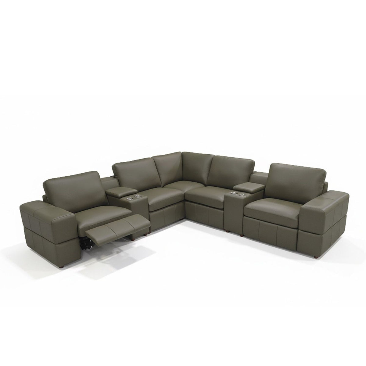 Upholstered Large Arms Sectional With Recliner Seats