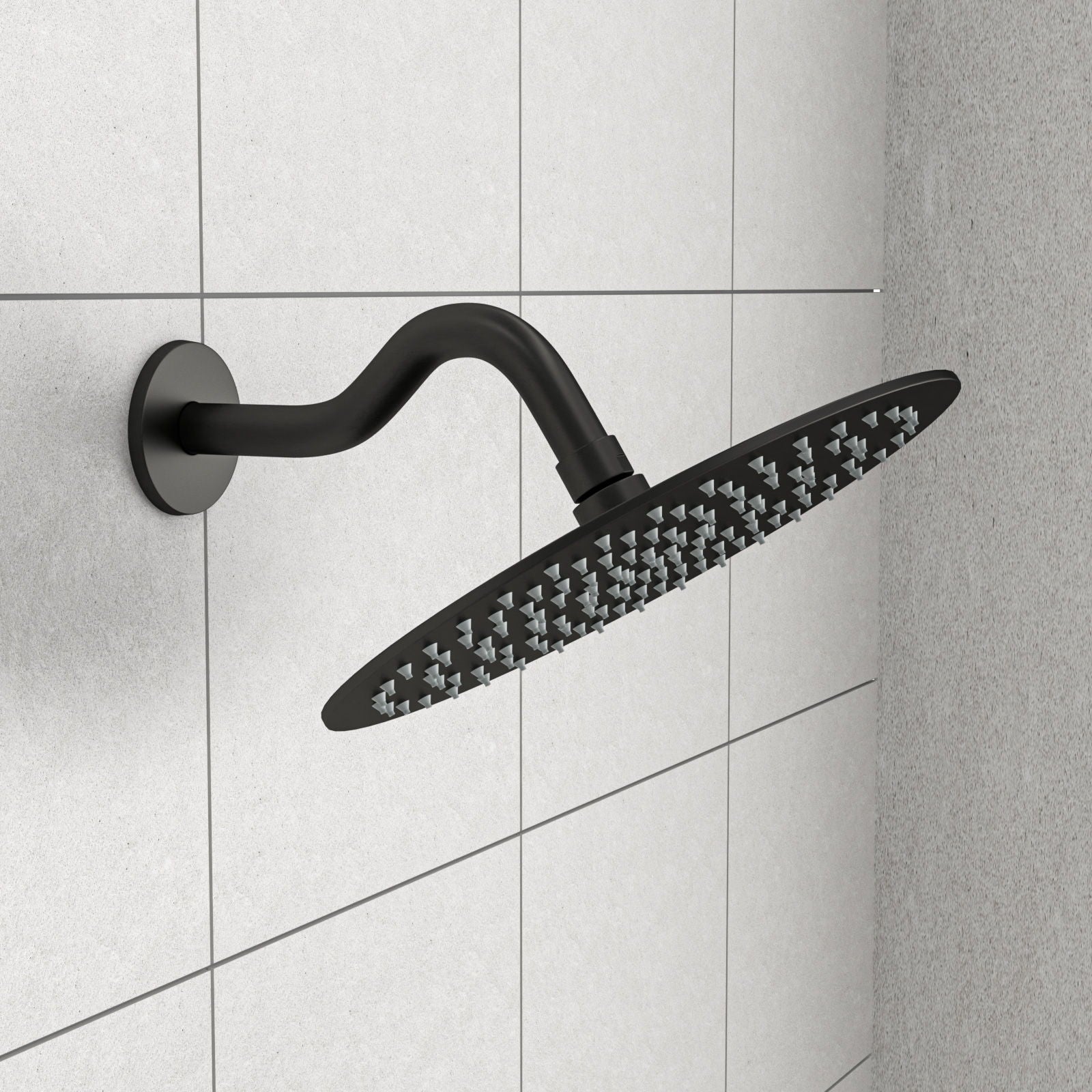 8" Shower Arm With Flange, Adjustable Angles - Matte Black