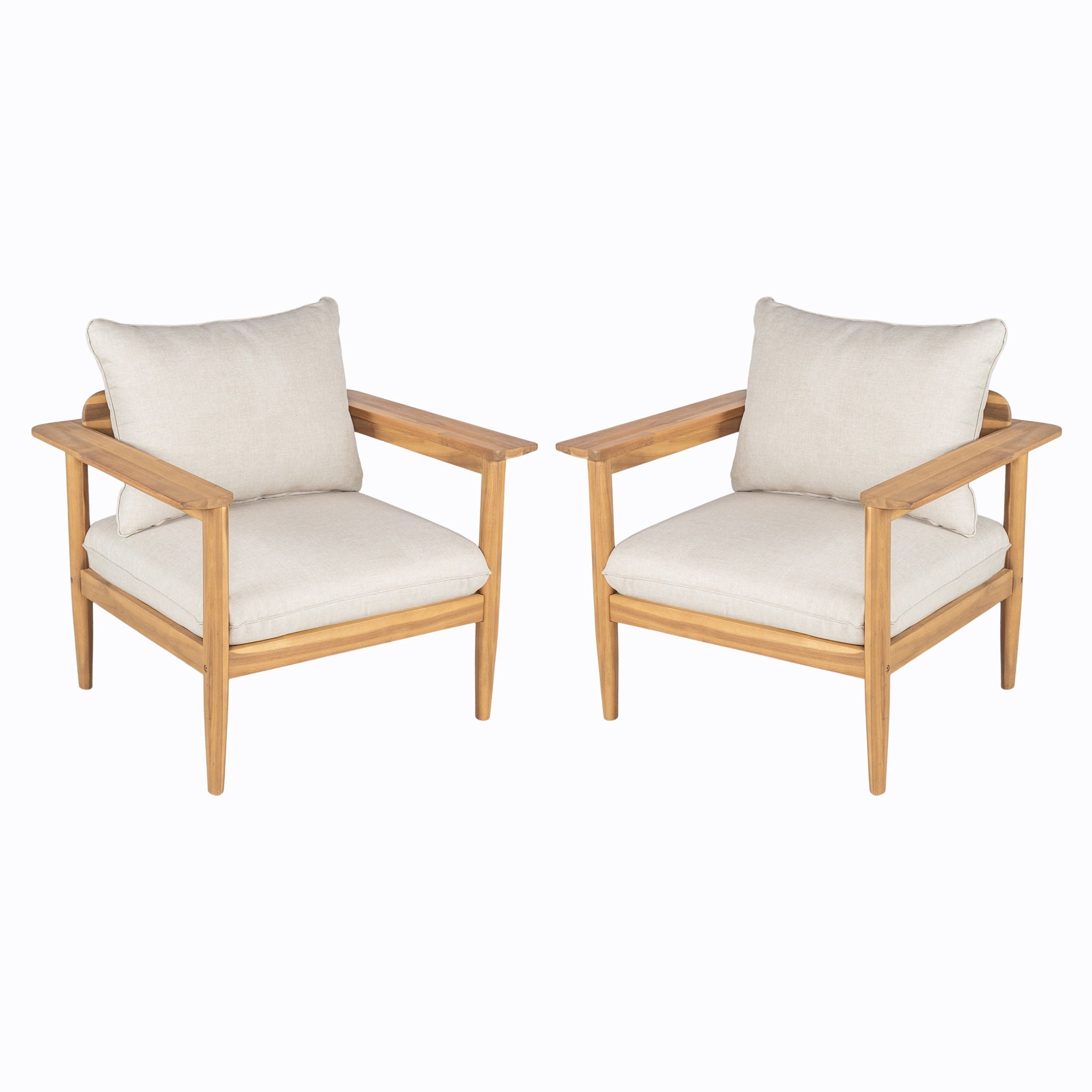 Terassi - Outdoor Lounge Chair (Set of 2) With Cushions - Beige / Light Teak