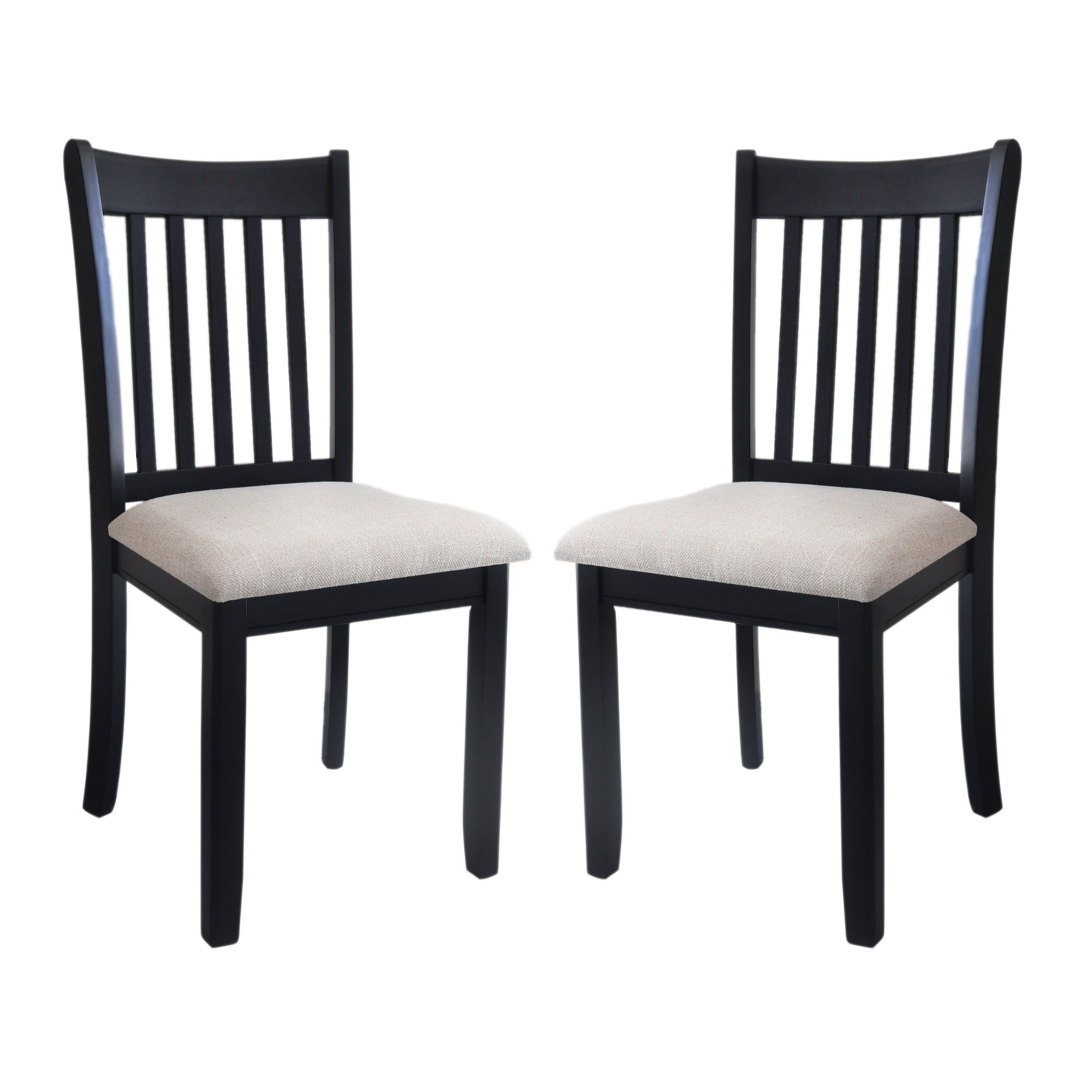 Modern Dining Chair, Wooden Back, Cushion Seats (Set of 2)