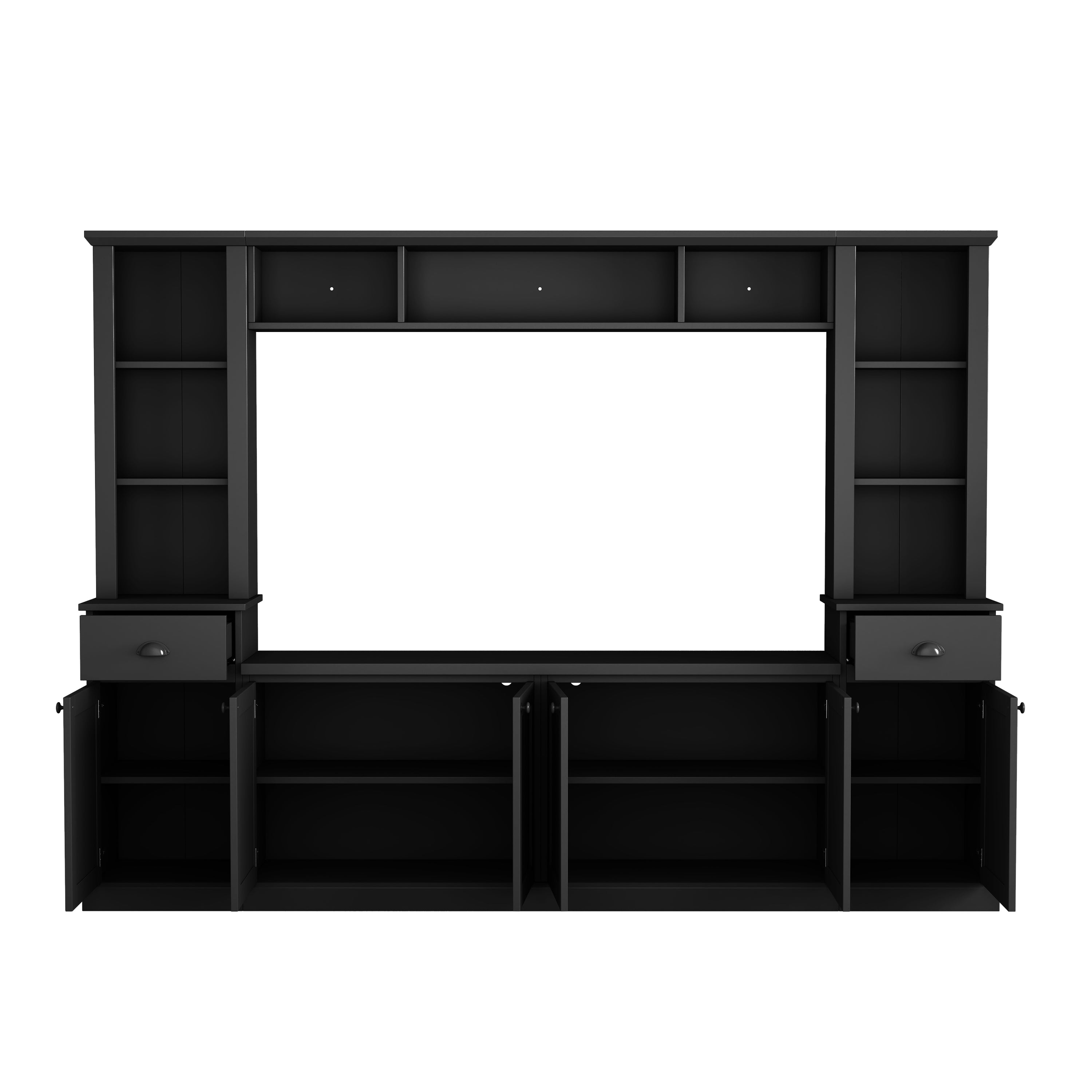 Entertainment Wall Unit Set with Bridge for TVs Up to 75&