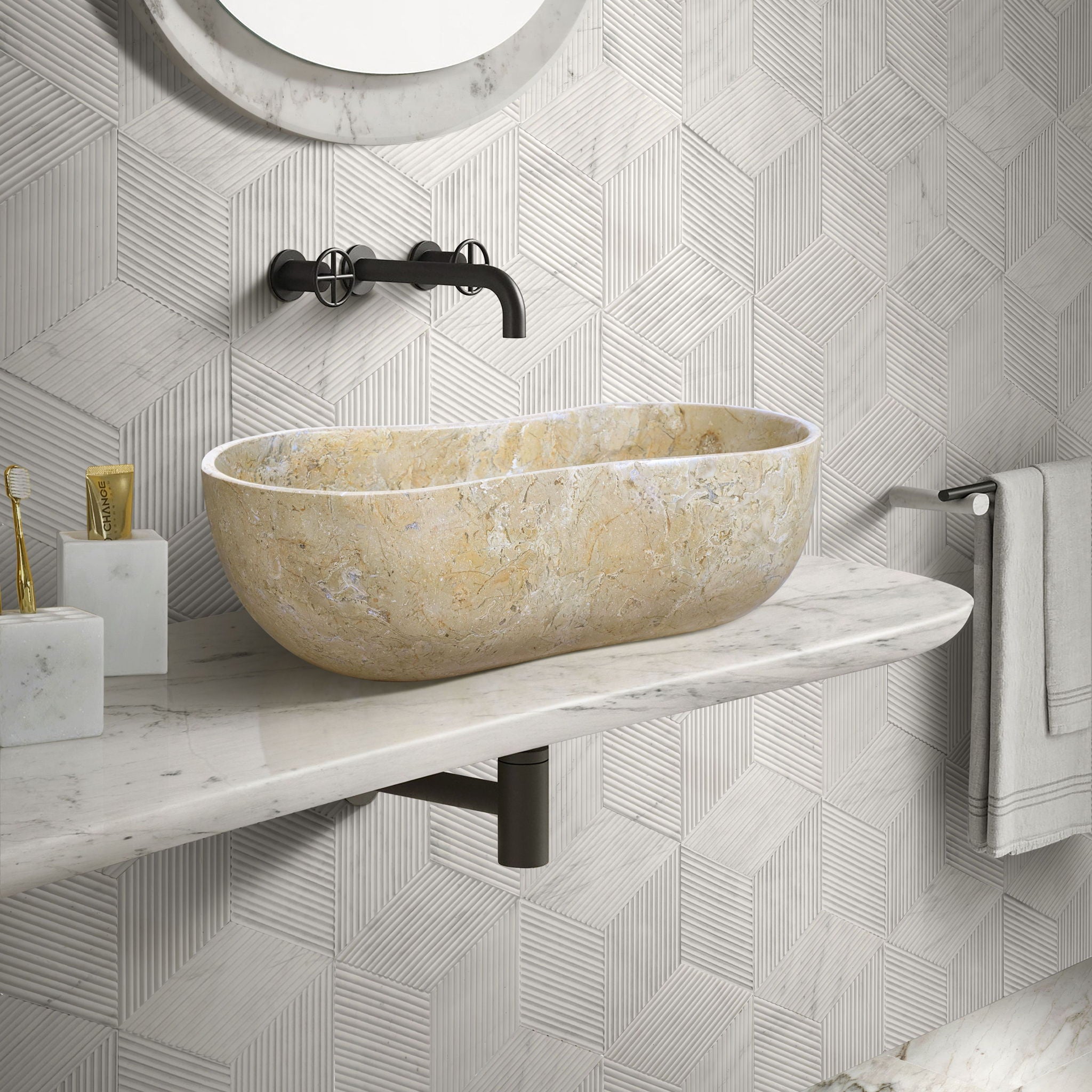 Bathroom Vessel Sink With Wavy Design