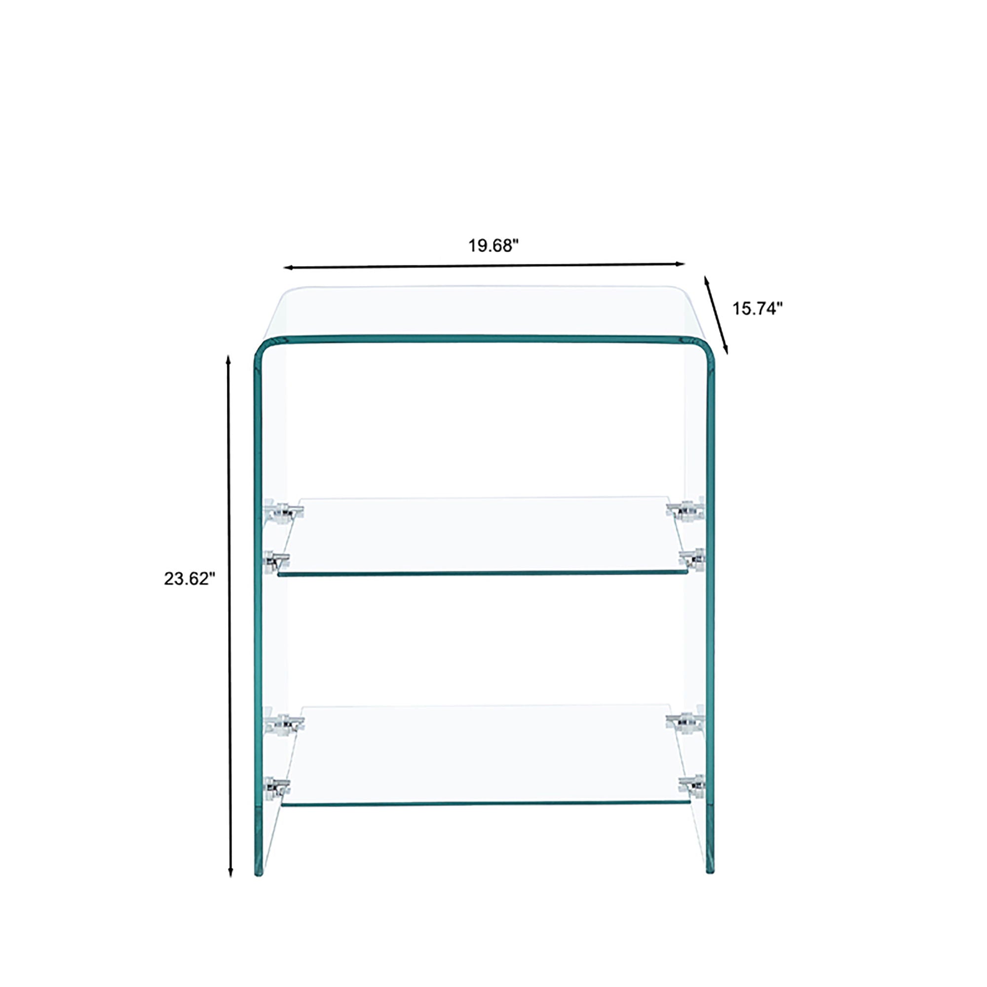Tempered Clear Bent Glass Side Table Sofa Table, Multi Purpose Use, Premium Tempered Glass - Transparent