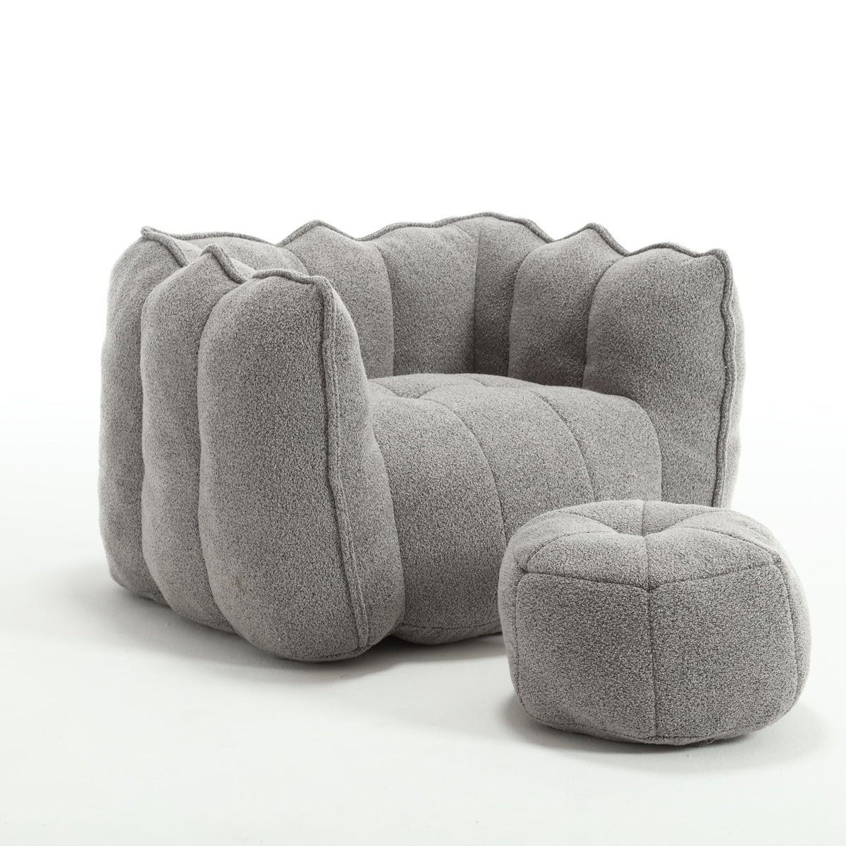 Soft Bean Bag Chair With High Resilient Foam (Chips) - Gray
