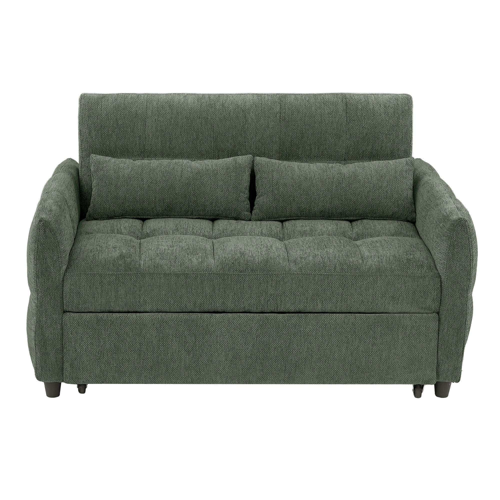 Loveseat Sofa Pull-Out Bed With Adjustable Backrest, 3 USB Ports And 2 Lumbar Pillows For Living Room