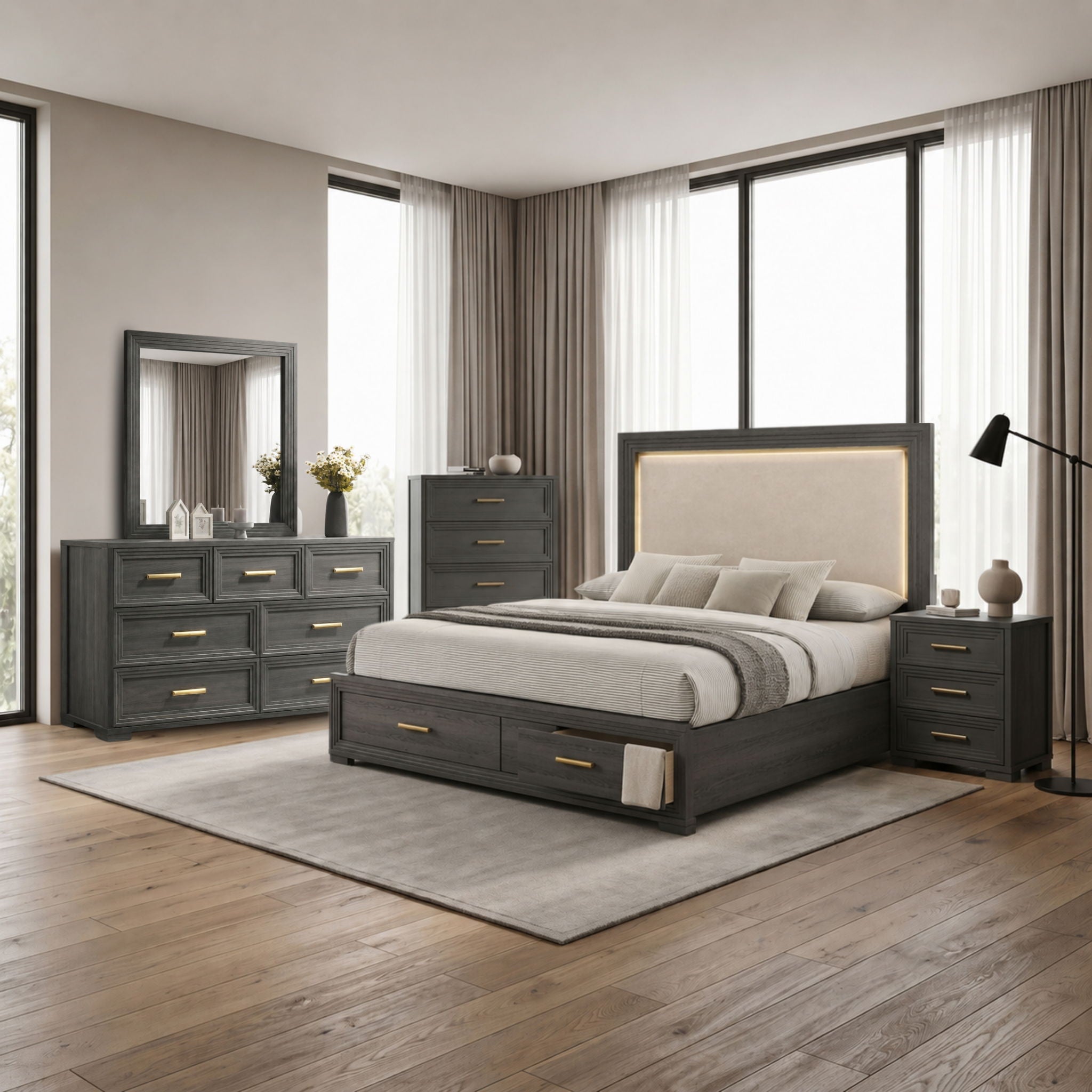 Colorado - Bedroom Set With Upholstered LED Headboard